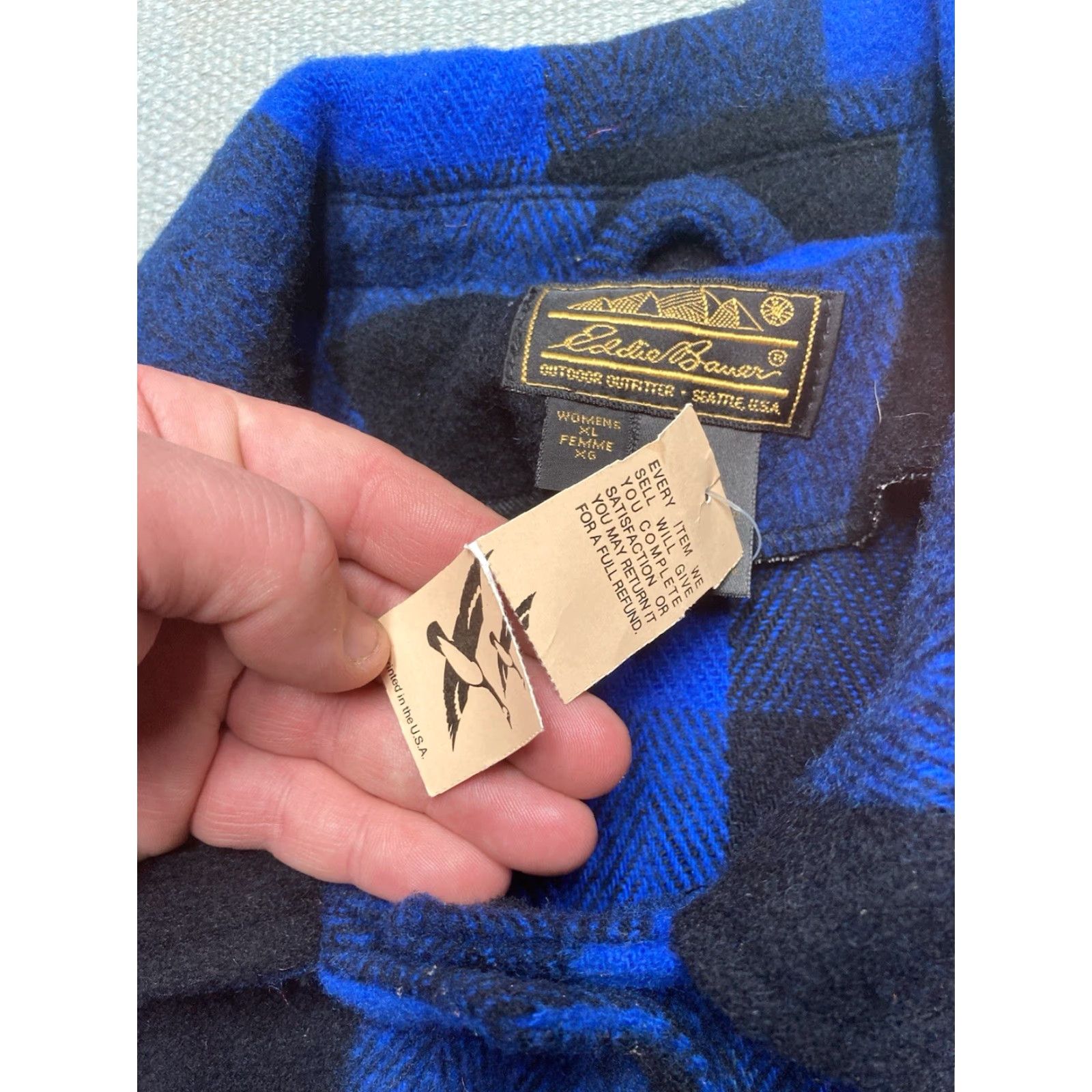 Eddie Bauer VINTAGE Eddie Bauer Shirt Jacket Blue Buffalo Plaid Shacket Women’s XL Wool Blend NWT Size XL / US 12-14 / IT 48-50 - 7 Thumbnail