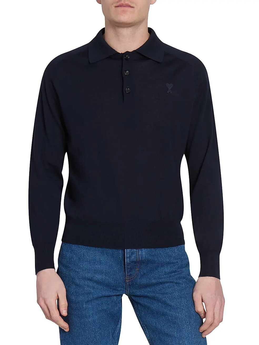 AMI Ami Navy ADC Long Sleeve Polo Size US XXL / EU 58 / 5 - 1 Thumbnail