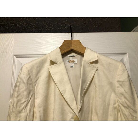Talbots talbots women's beige 67%linen 30%viscose jacket size: 12 Size XL / US 12-14 / IT 48-50 - 2 Thumbnail