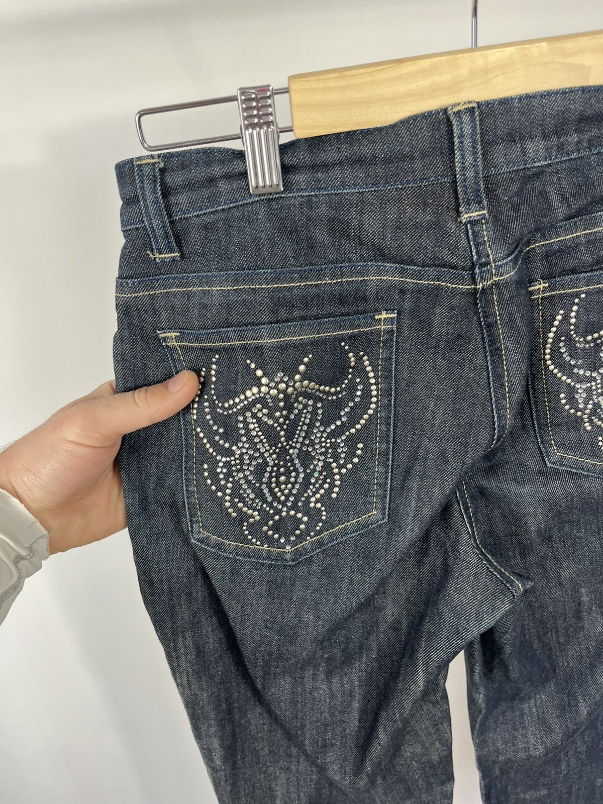 Other Y2K Studded Dark Wash Denim Jeans Rhinestone Back Pockets Size 27" / US 4 / IT 40 - 4 Thumbnail