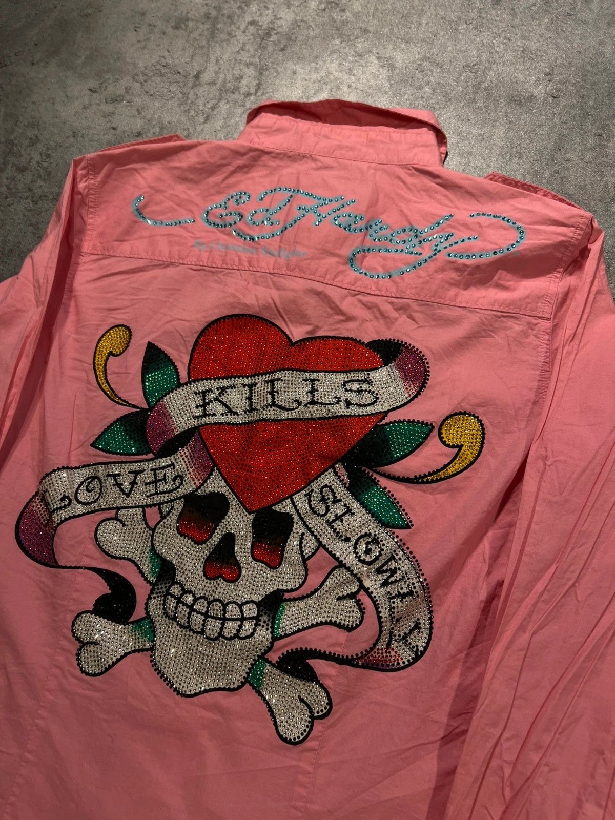 Ed Hardy Pink womens ed hardy shirt with crystals y2k couqette 2000s Size S / US 4 / IT 40 - 4 Thumbnail