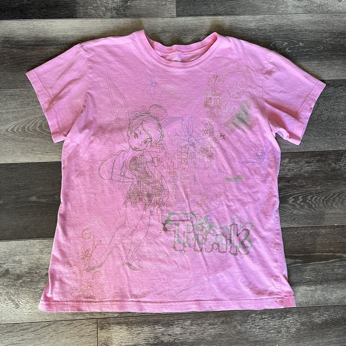 Disney Vintage Y2K Tinker Bell Big All Over Print Graphic Logo Tee Size L / US 10 / IT 46 - 1 Thumbnail