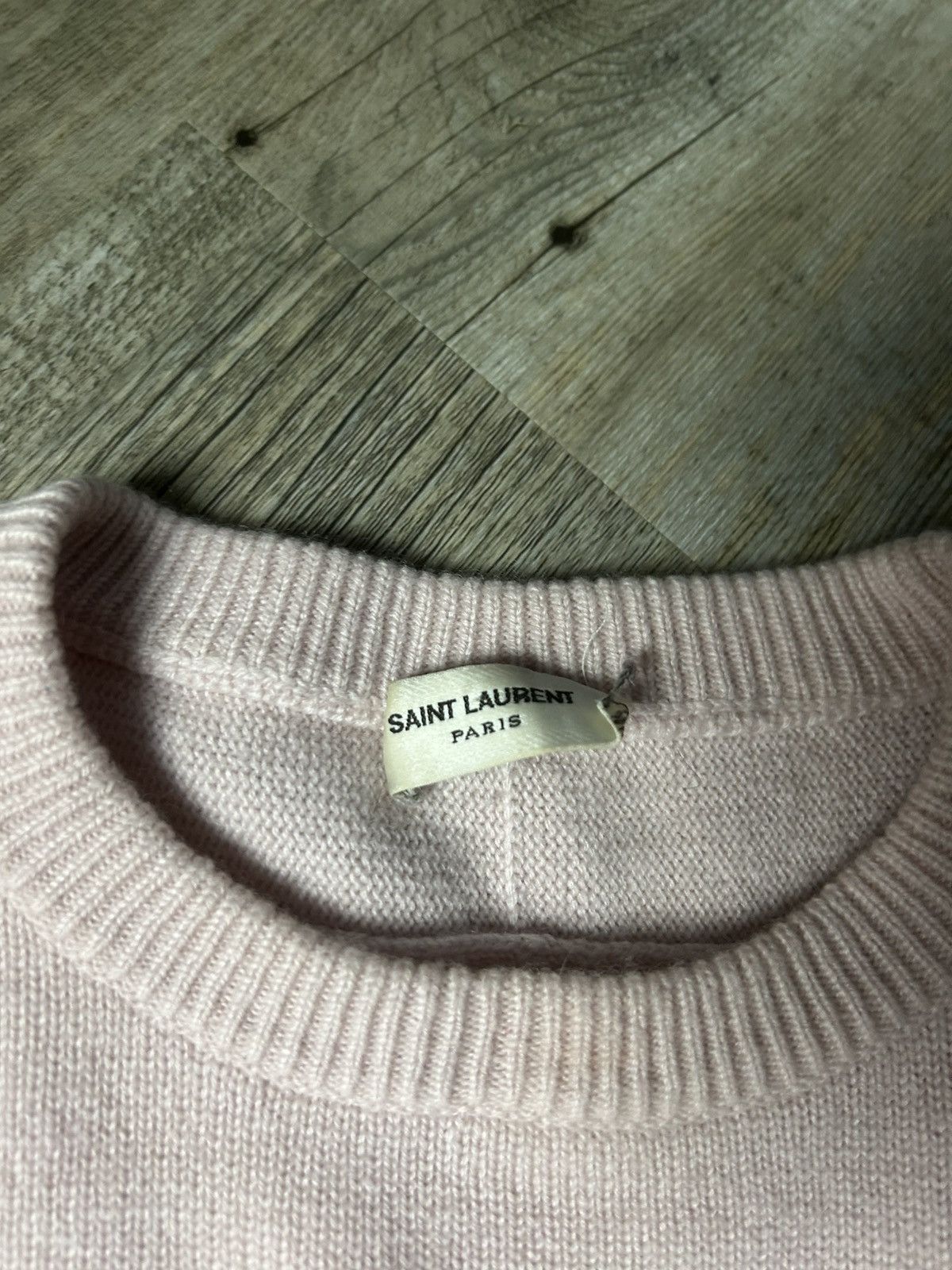 Saint Laurent Paris STEAL Rose pink/white ‘SL’ Cashmere Knit Sweater Size US XL / EU 56 / 4 - 4 Thumbnail