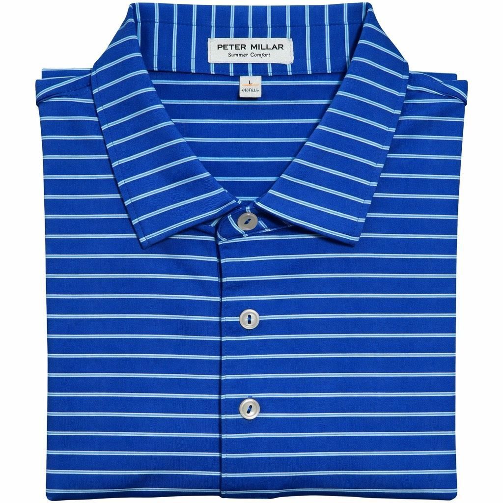 Peter Millar Peter Millar Summer Comfort Striped Golf Polo Shirt Large Bl Size US L / EU 52-54 / 3 - 1 Thumbnail