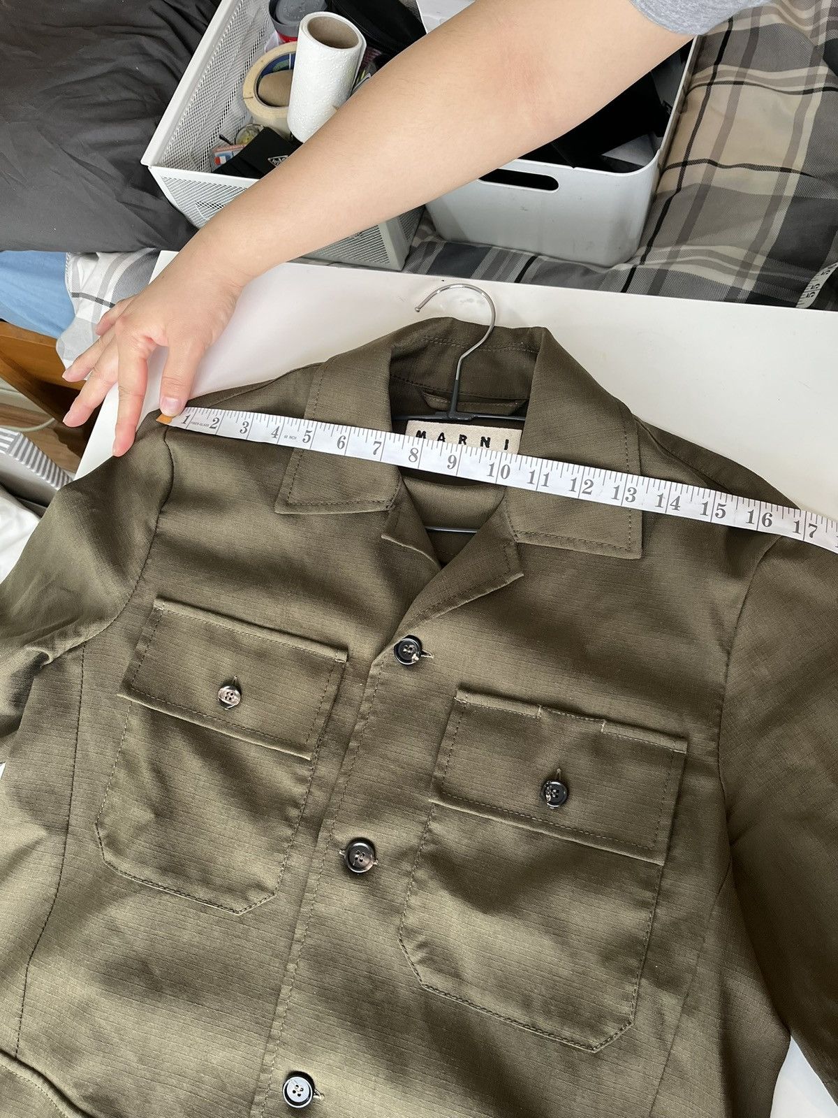 Marni Marni Olive Virgin Wool Ripstop Utility Shirt 48 Italy Size US S / EU 44-46 / 1 - 11 Thumbnail