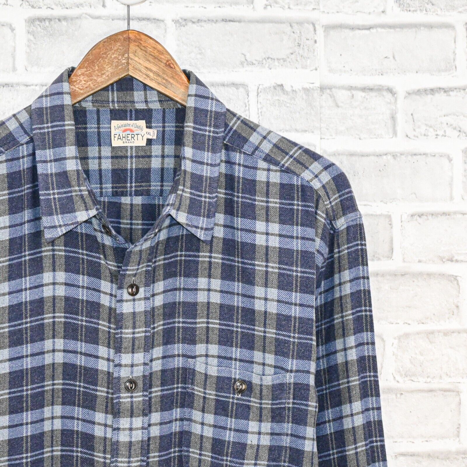 Faherty Faherty Brand Button up Flannel Shirt Blue Grey Plaid cotton Size US XXL / EU 58 / 5 - 3 Thumbnail