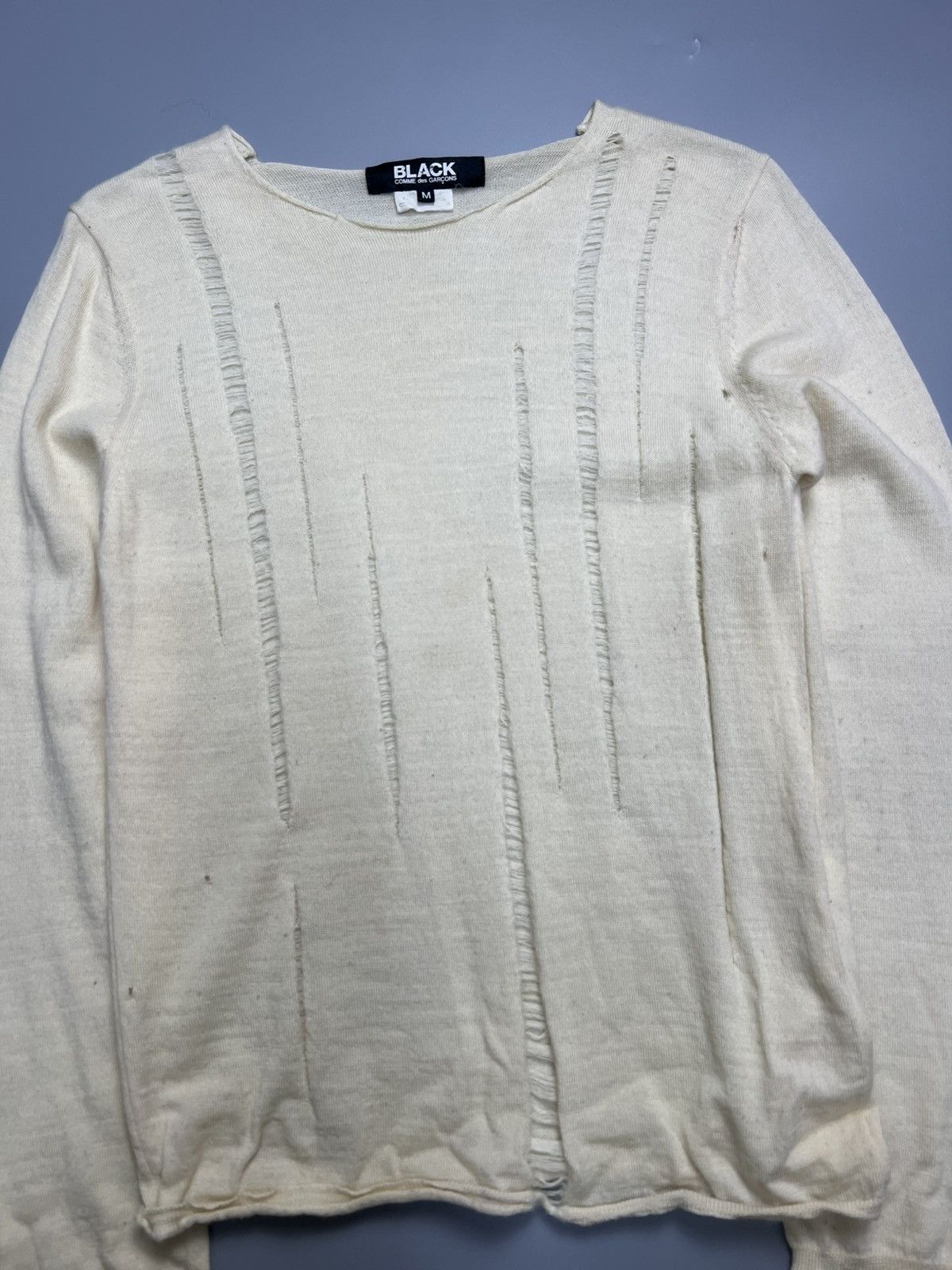 Comme des Garcons × Comme des Garcons Black × Comme des Garcons Homme 2015 Spring Black CommeDesGarcons 'Distressed Wool' Sweater Size US M / EU 48-50 / 2 - 3 Thumbnail