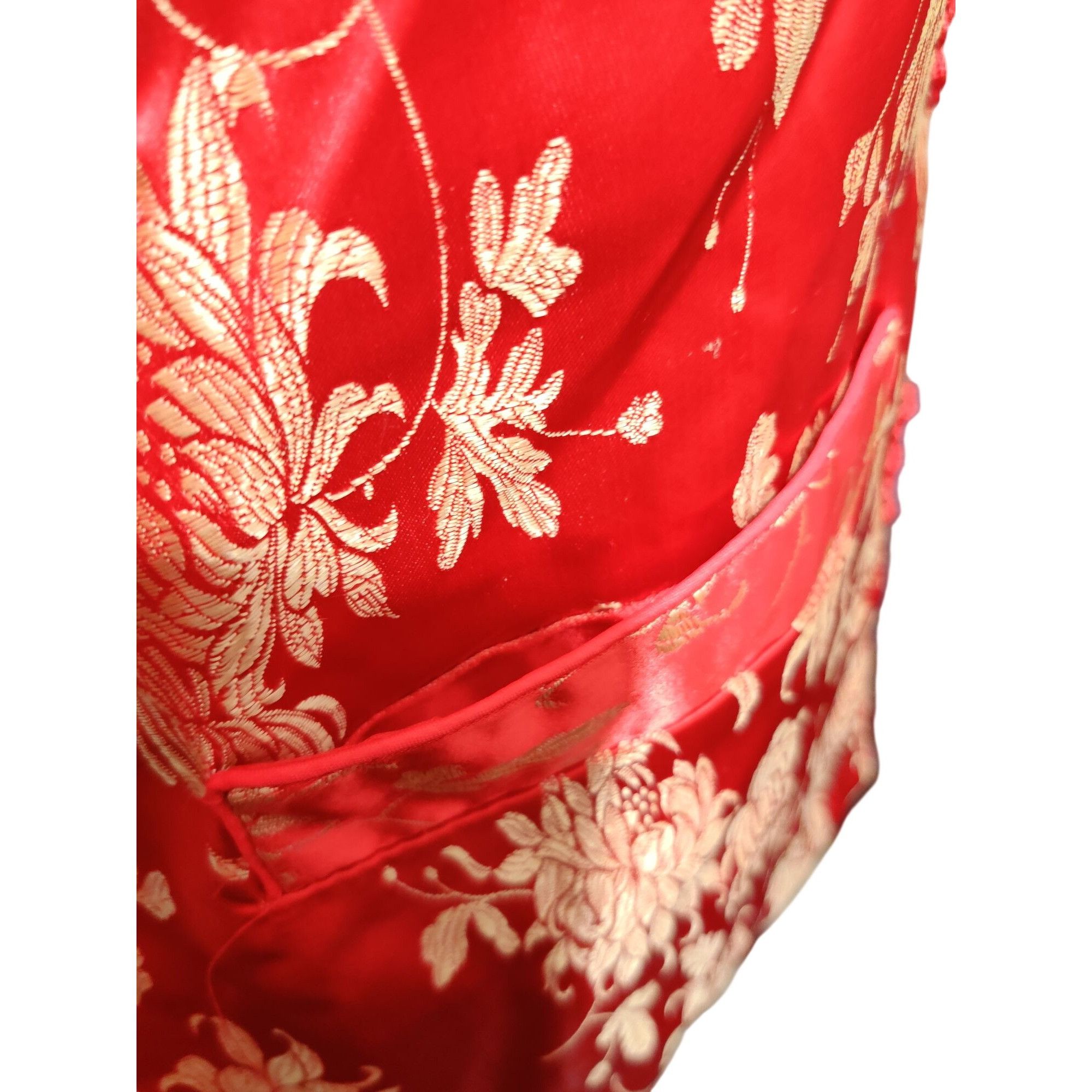 Vintage Womens S Red Jacket Brocade Vintage Chinese Gold Floral Frog Size S / US 4 / IT 40 - 13 Thumbnail