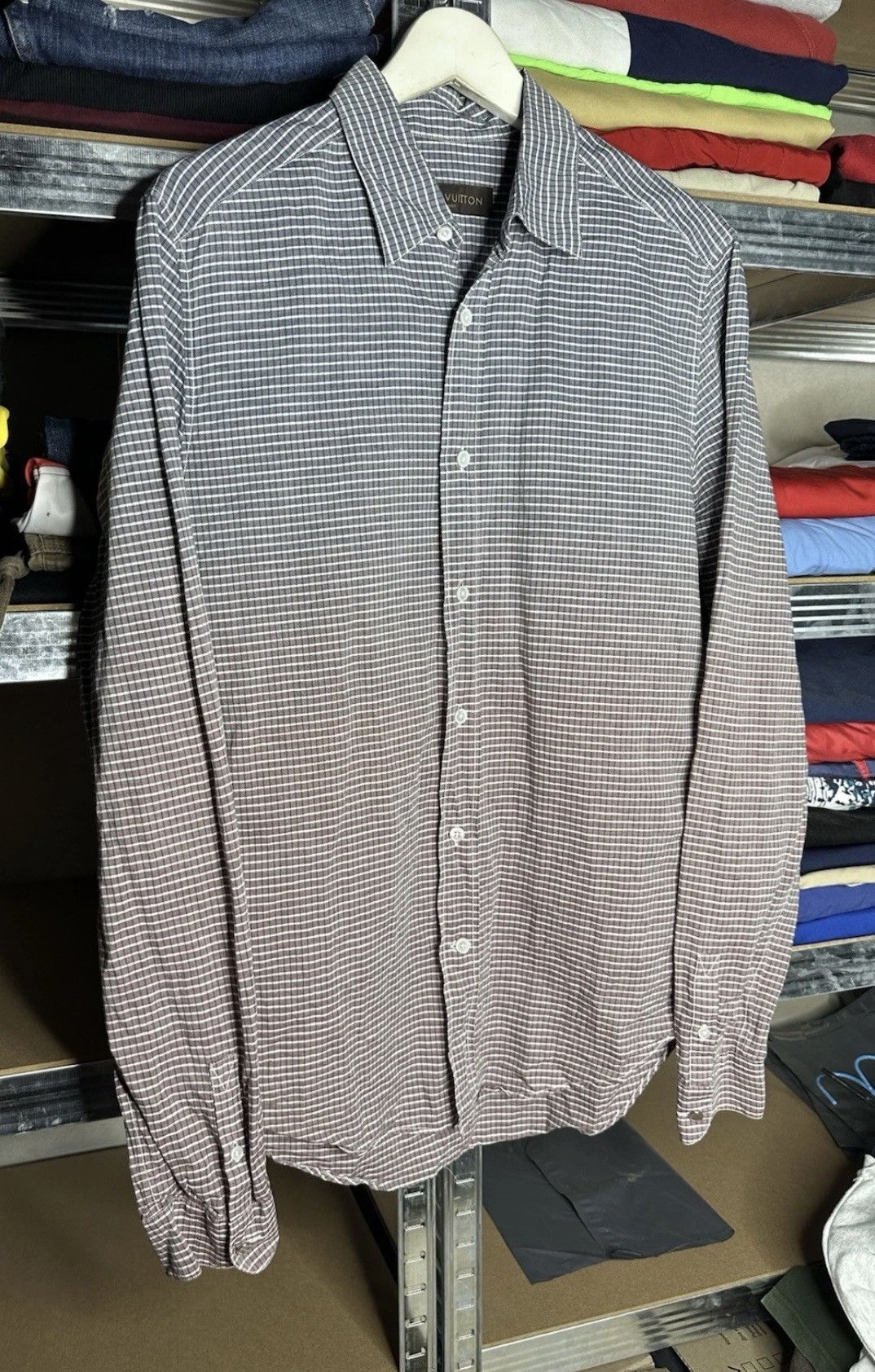 Louis Vuitton Louis Vuitton Gradient Check Shirt Long Sleeve Button Up Size US M / EU 48-50 / 2 - 2 Thumbnail