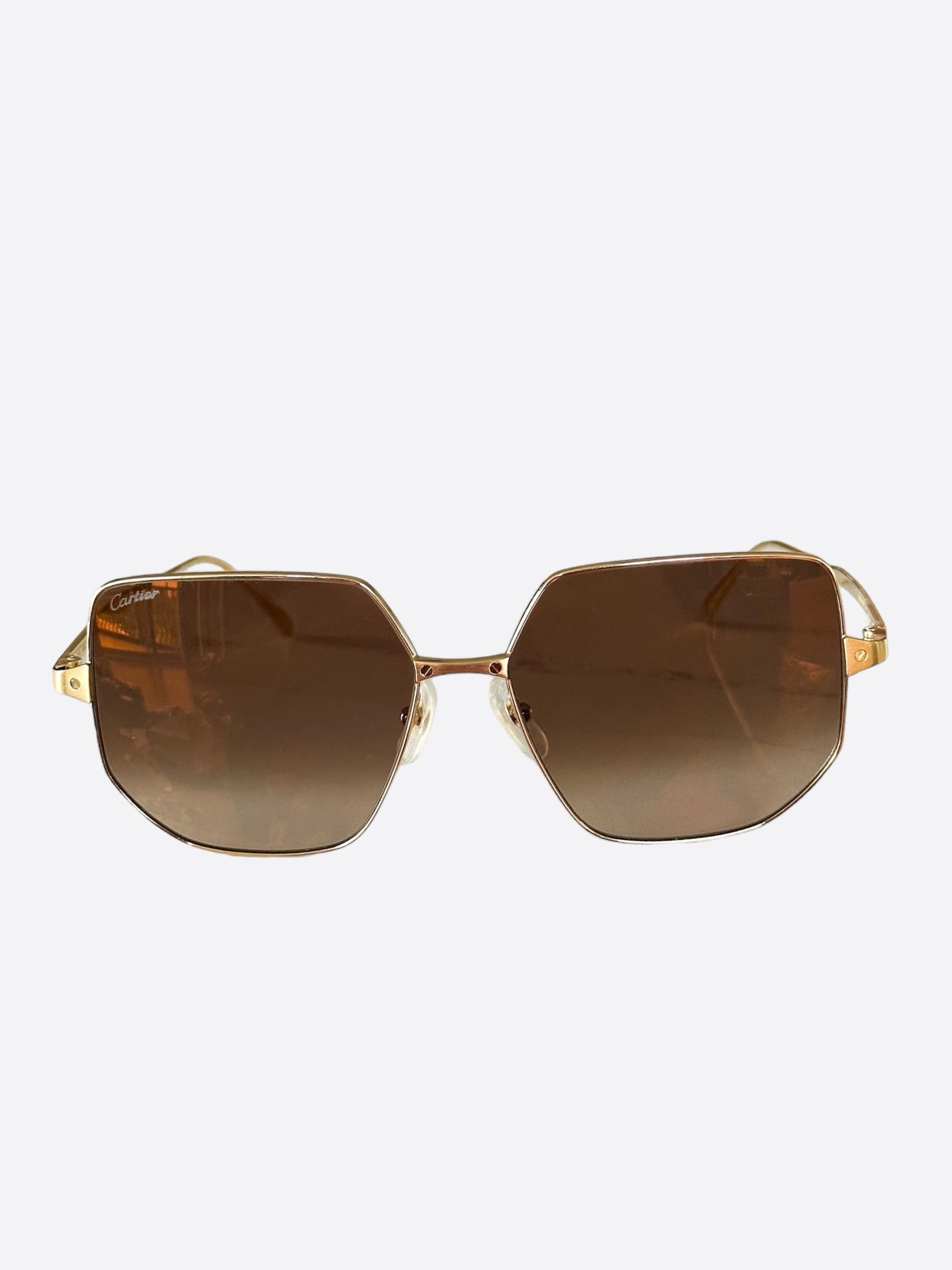 Cartier Cartier Gold Santos CT0327S Sunglasses Size ONE SIZE - 1 Thumbnail
