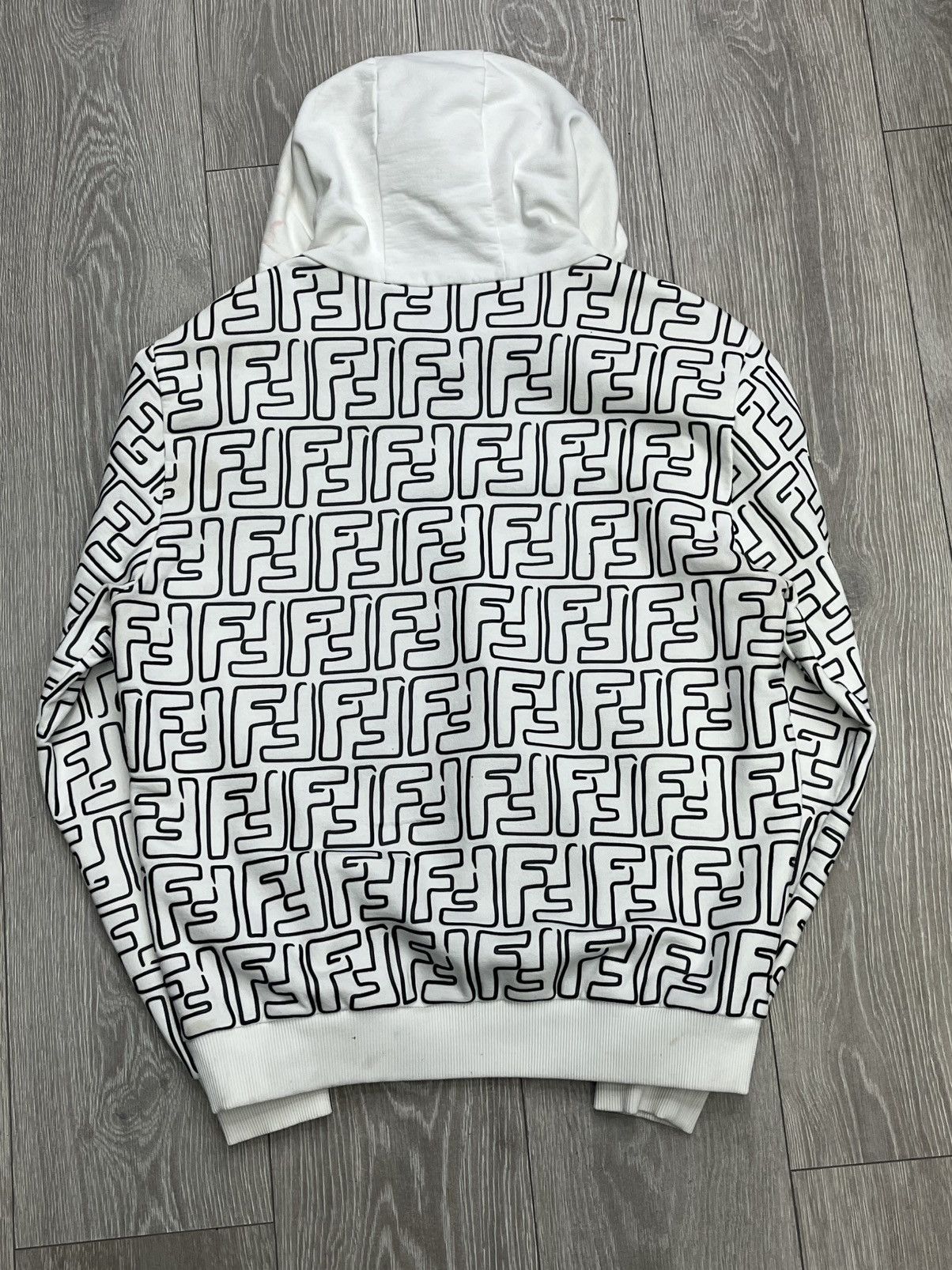 Fendi Fendi Double F Print White Black Hoodie Size US L / EU 52-54 / 3 - 2 Thumbnail