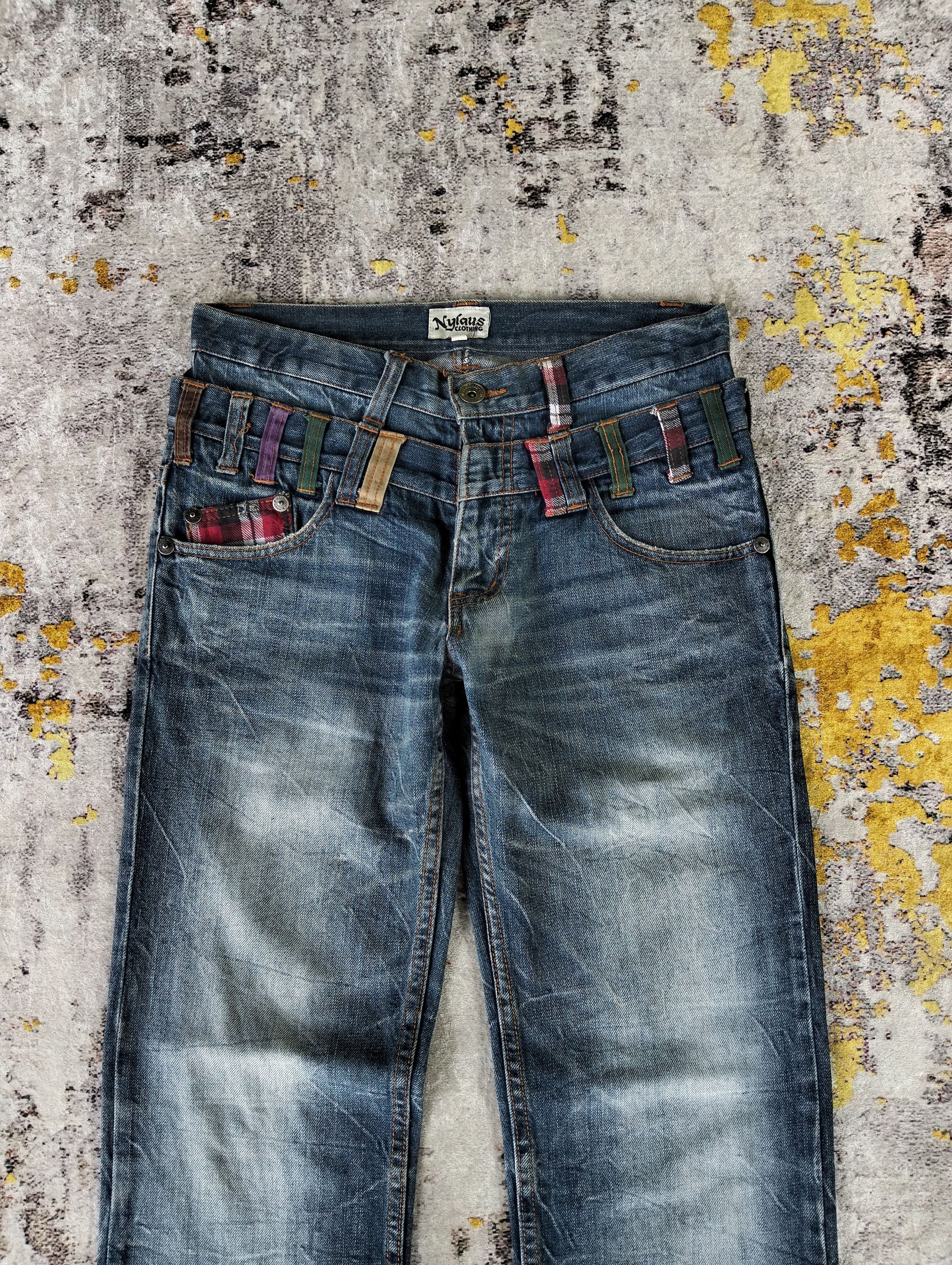 PPFM Japanese Y2K Nylaus Double Waist Claw Mark Stone Wash Jeans Size US 30 / EU 46 - 2 Thumbnail