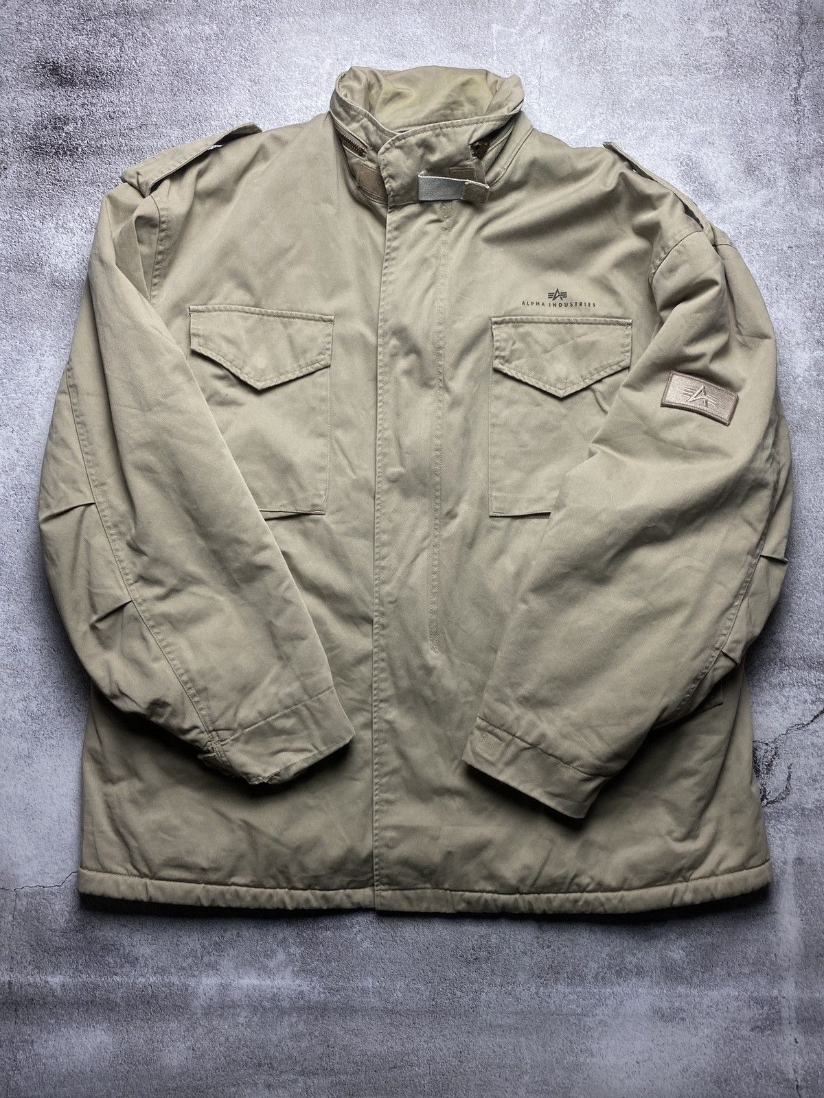 image of Alpha Industries Vintage M65 Coat Military Army in Beige, Men's (Size XL)