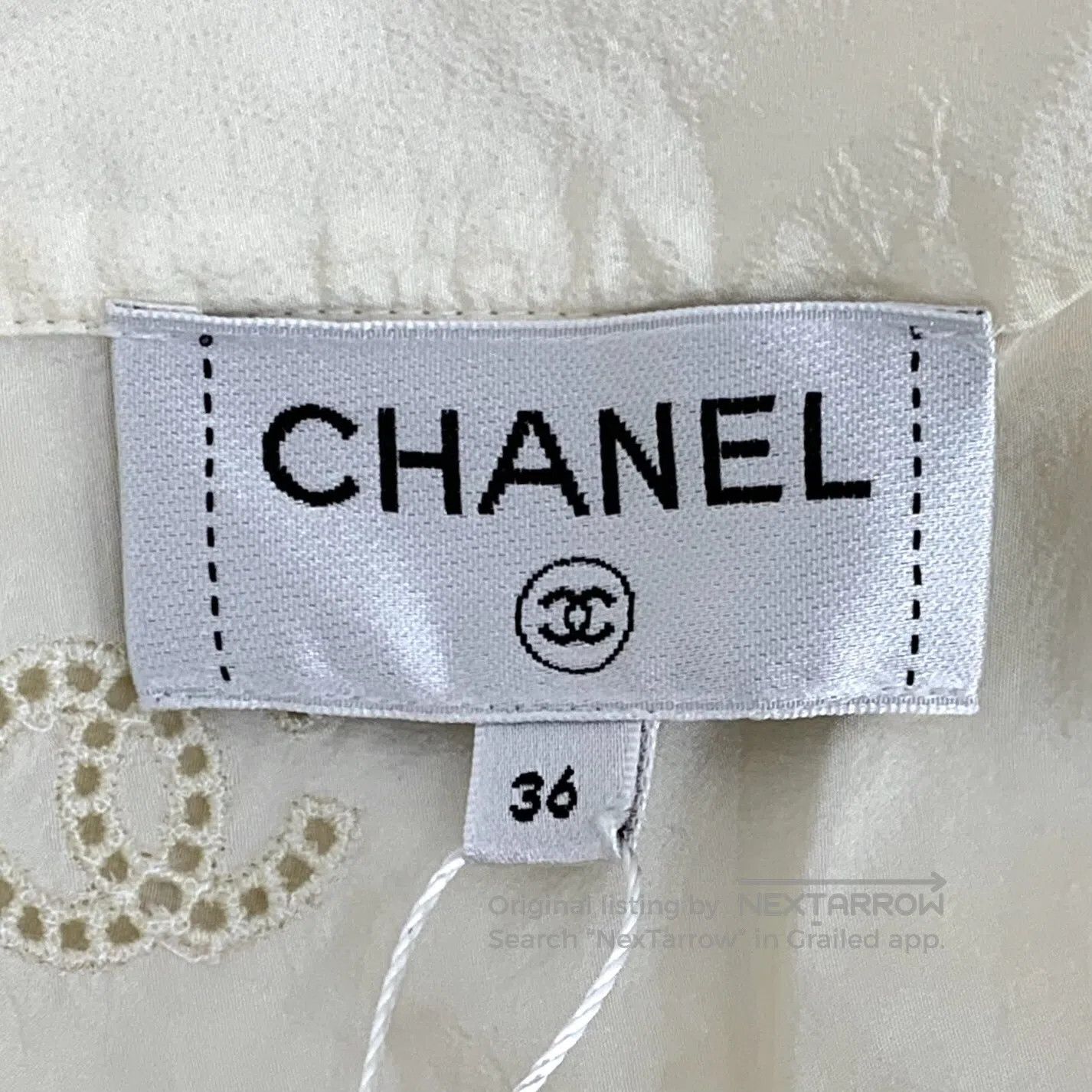 Chanel Chanel Beige Double C Hollow Embroidered Silk Collarless S Size XS / US 0-2 / IT 36-38 - 5 Thumbnail
