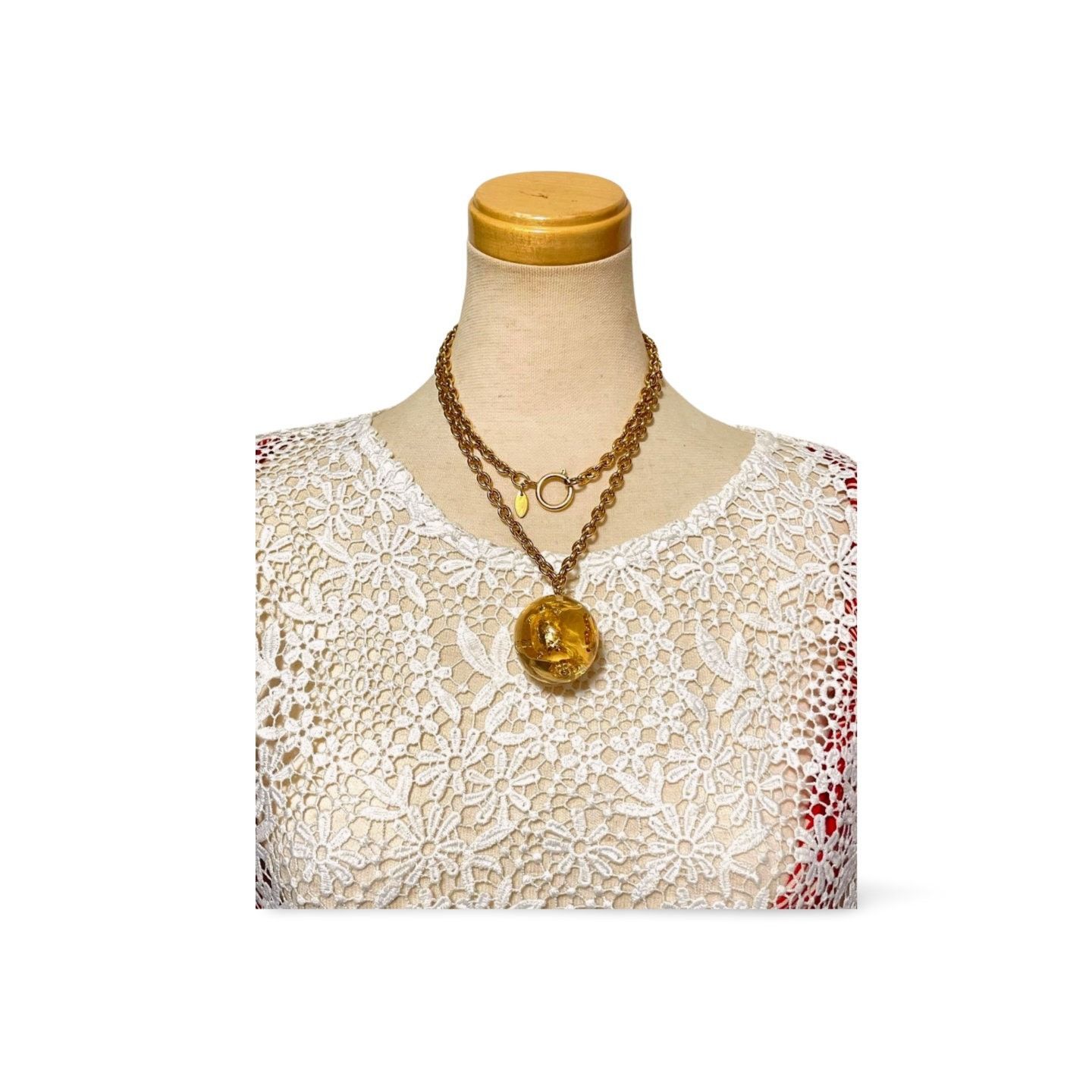 Vintage CHANEL long chain necklace with resin ball top