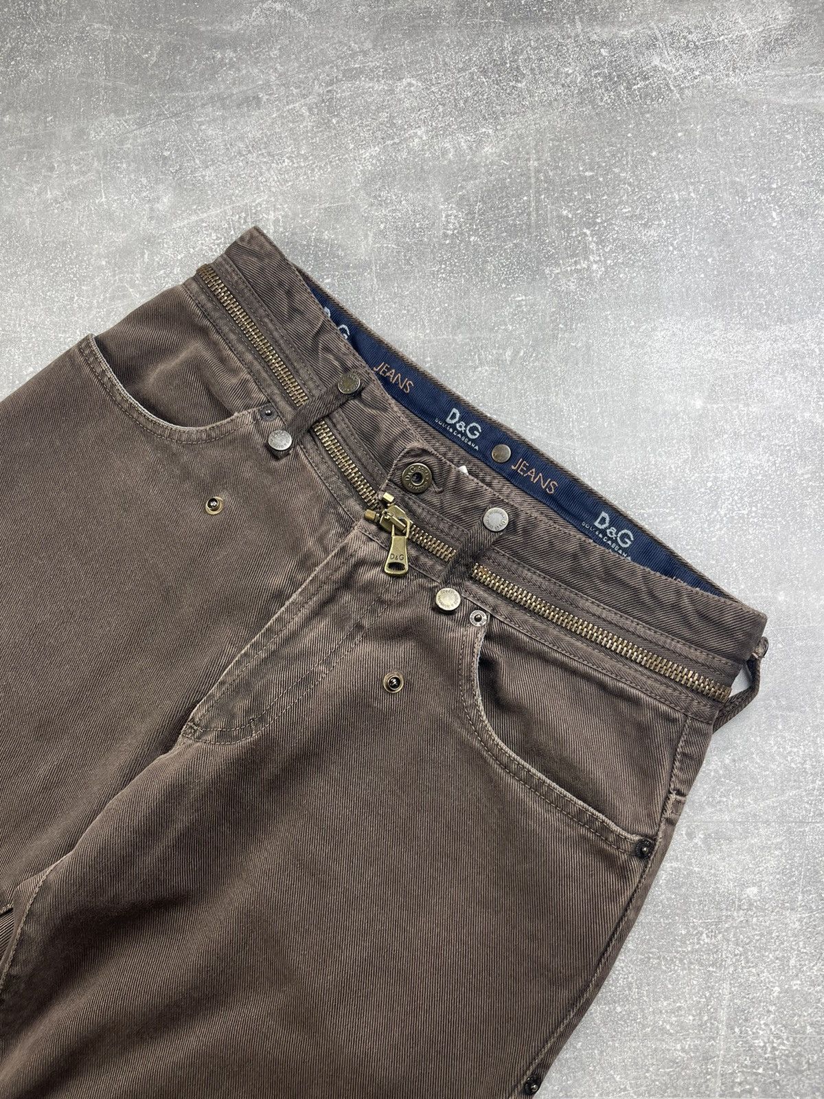 Dolce & Gabbana Dolce&Gabbana Archives 00s Brown Zipers Flared Jeans Size US 32 / EU 48 - 12 Thumbnail