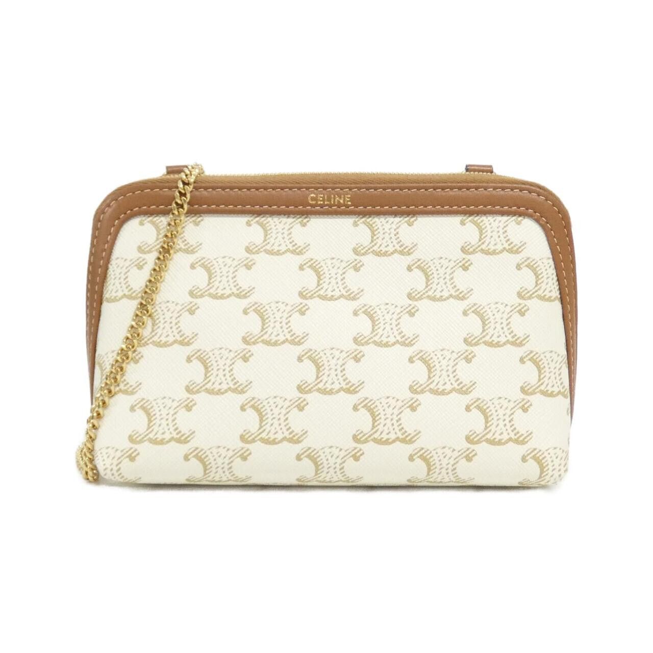 Celine Celine Celine Chain Clutch Trionph Canvas Lamb Shoulder Bag Leather Shoulder Bag 10E382CBX DUTY FREE for USA Size ONE SIZE - 1 Thumbnail