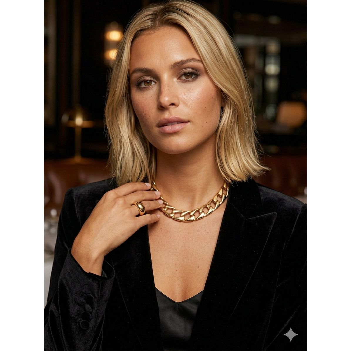 Other Vintage High-Polish Gold-Tone Articulated Curb Chain Choker Size ONE SIZE - 5 Thumbnail