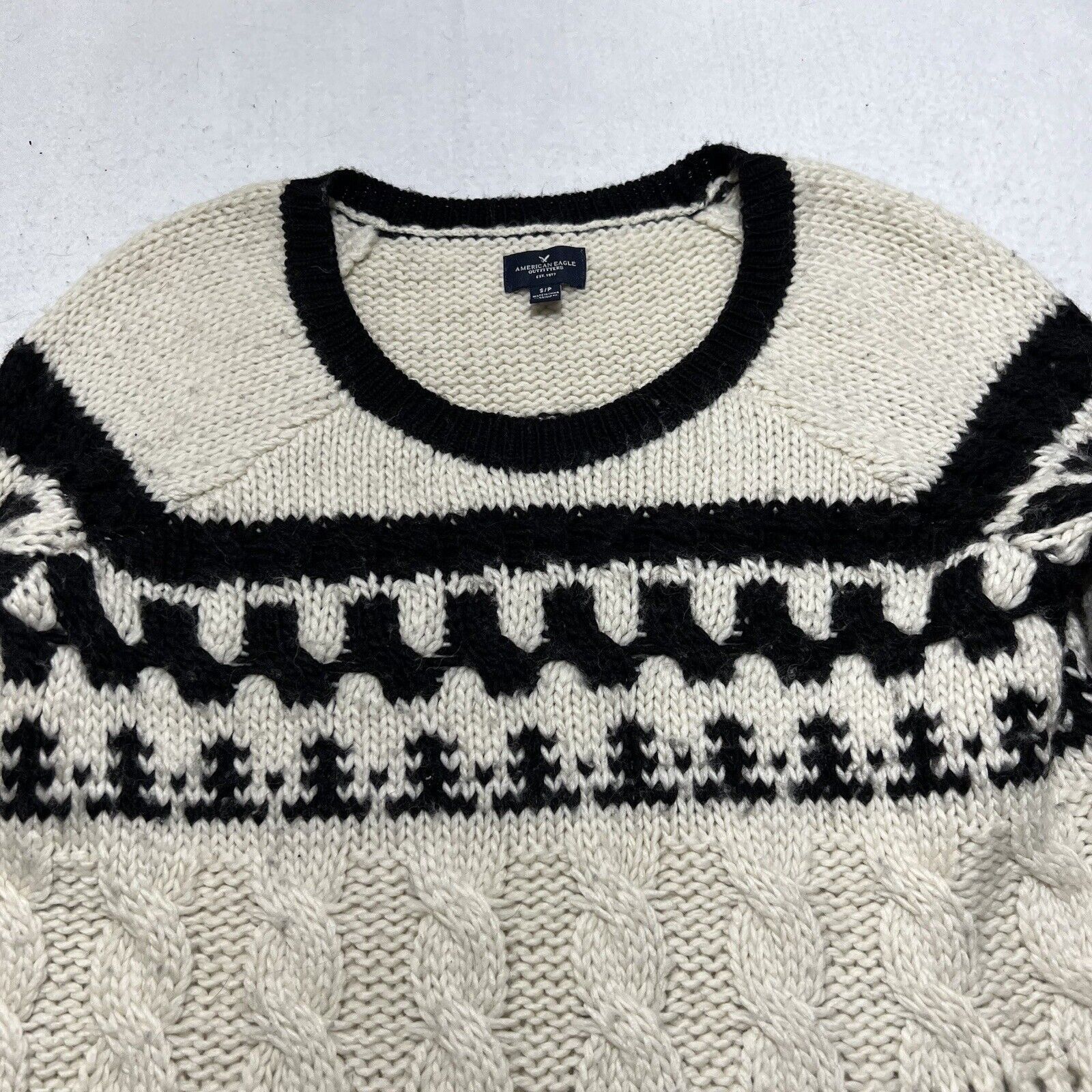 American Eagle Outfitters American Eagle Small Wool Blend Chunky Knit Striped Sweater Size S / US 4 / IT 40 - 2 Thumbnail
