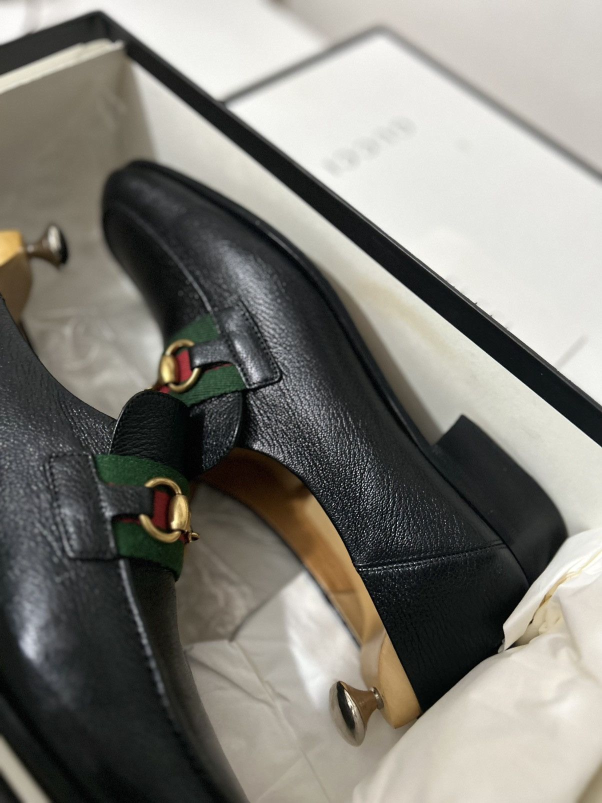 Gucci Gucci GG Bonnie Black Leather Horsebit Web Loafers UK8 Size US 8 / EU 41 - 3 Thumbnail