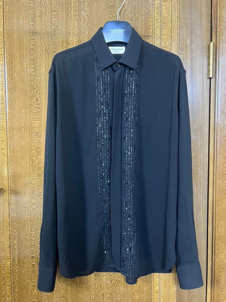 Yves Saint Laurent Saint Laruent size 39 17 FW black scale rhinestone organ sh Size US M / EU 48-50 / 2 - 1 Thumbnail