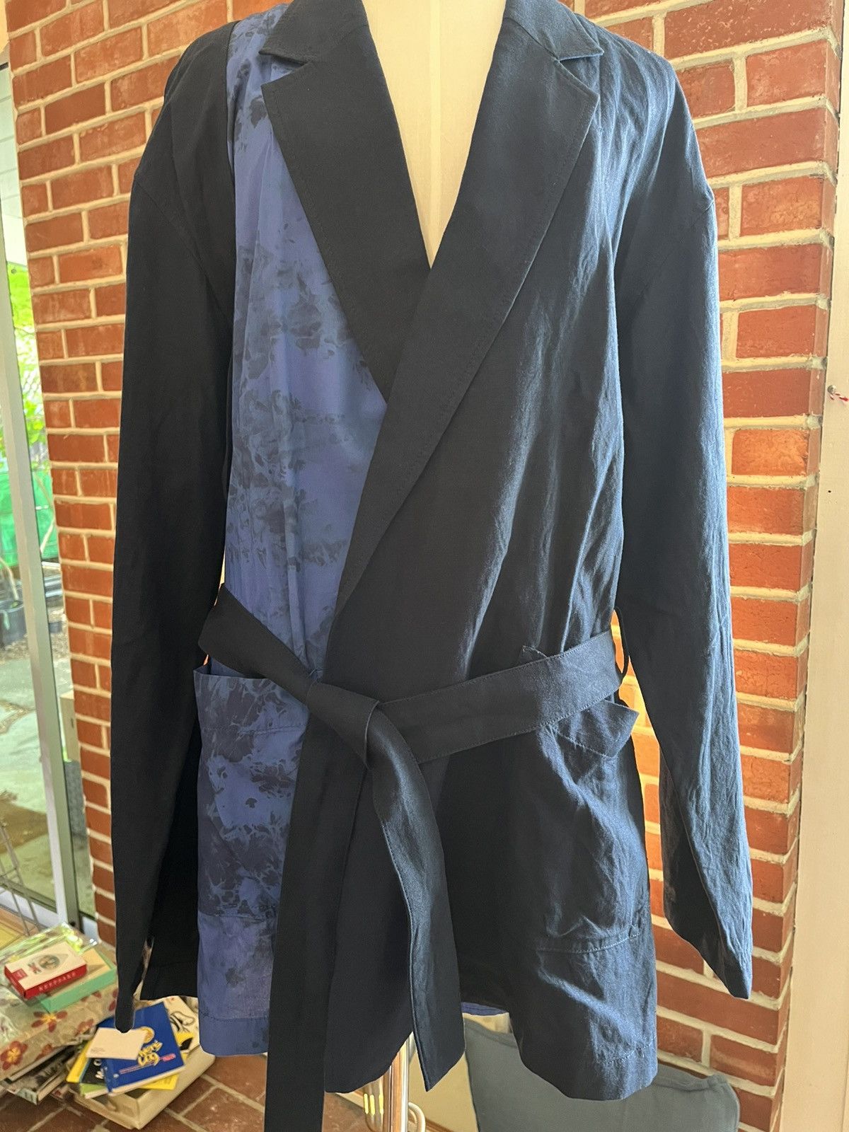 Yohji Yamamoto S'YTE-Blue Tie Dye Wrap Haori Tailored Jacket