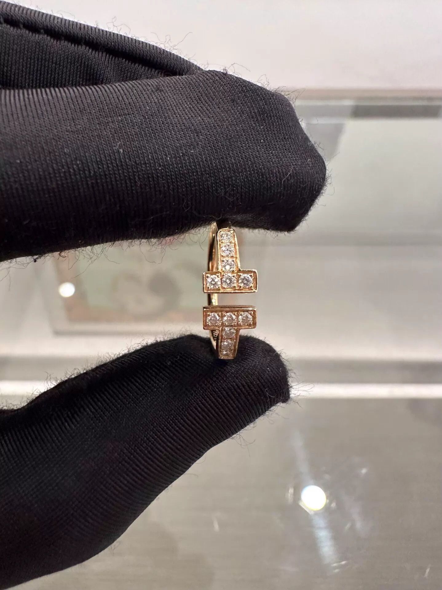 Tiffany & Co. Tiffany T Double T Diamond Ring 18K Rose Gold US5 New Size ONE SIZE - 3 Thumbnail