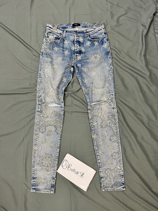 Amiri Amiri Flocked Paisley Bandana Jeans | Grailed