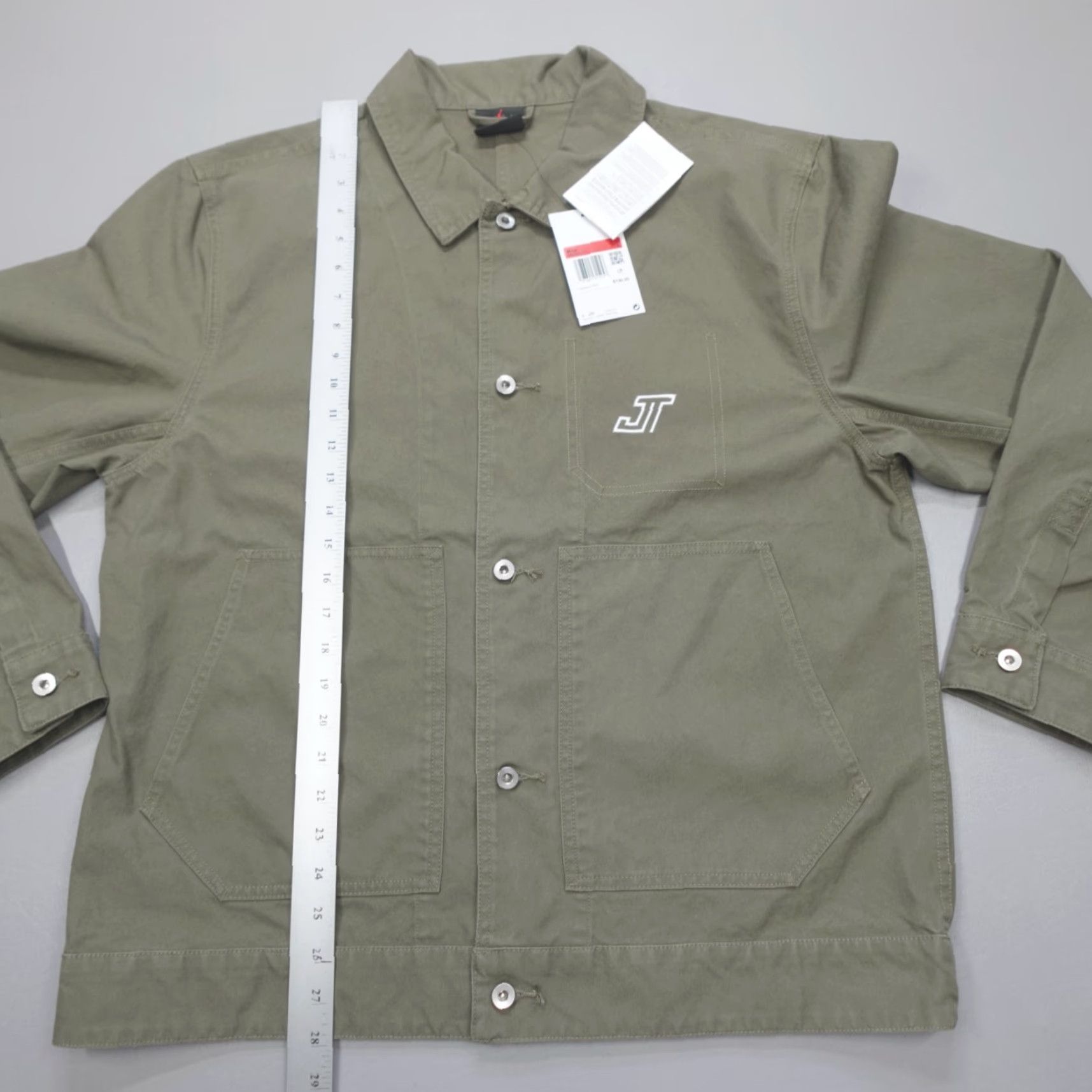 Jordan Brand Jordan Canvas Jacket Olive Green Chore Coat Tatum Chicago HM3880-222 Mens Size L Jacket Mens L Green Canvas Size US L / EU 52-54 / 3 - 6 Thumbnail