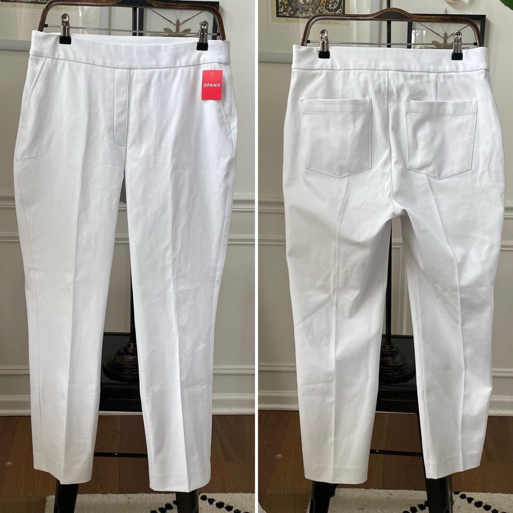 image of NWT Spanx Slim Straight Pull On Ankle Pants White $148 L, Women's (Size 31)