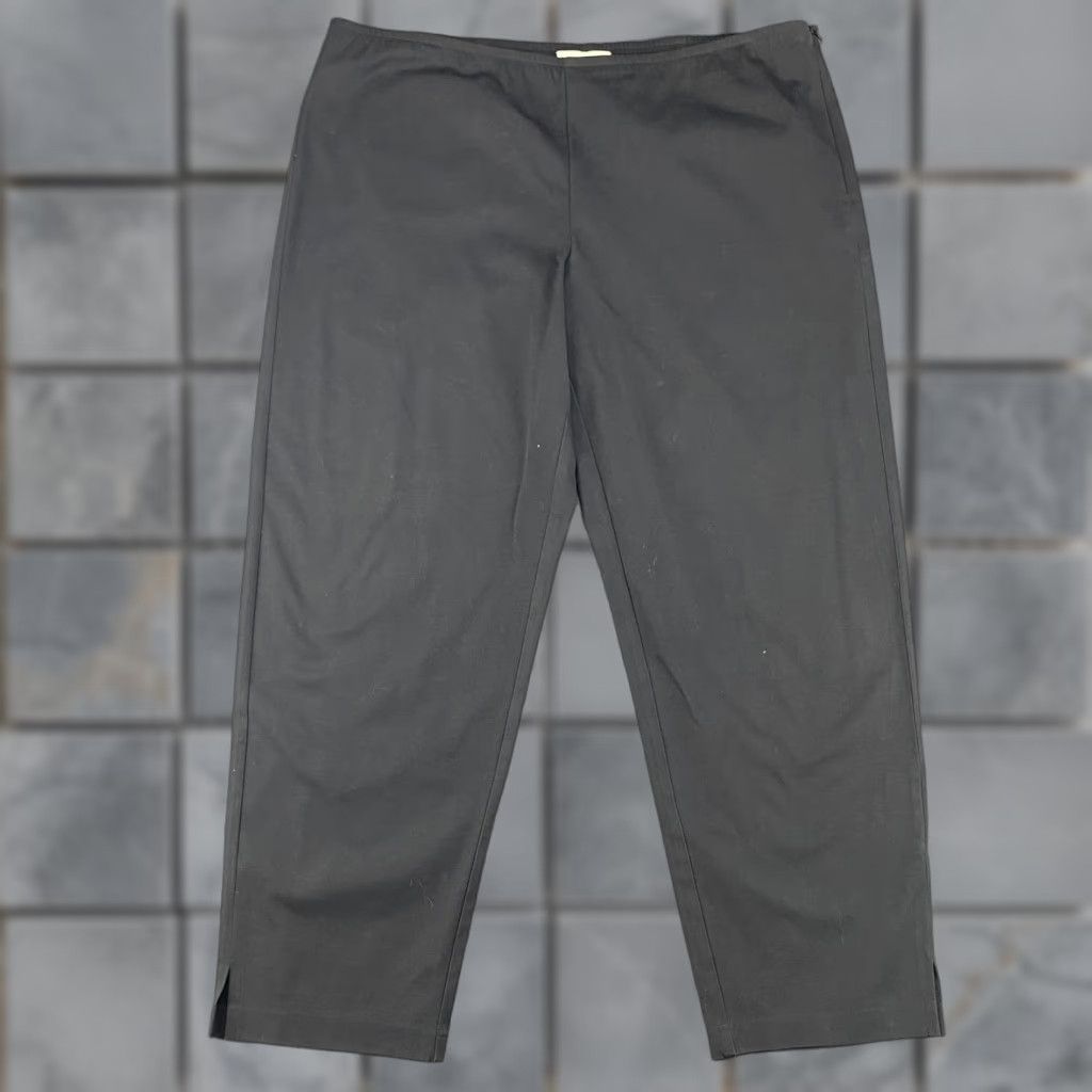 Eileen Fisher Eileen Fisher Pants Womens Large Black Pull On Elastic Waist Tapered Ankle Slit Size 36" / US 14 / IT 50 - 1 Thumbnail