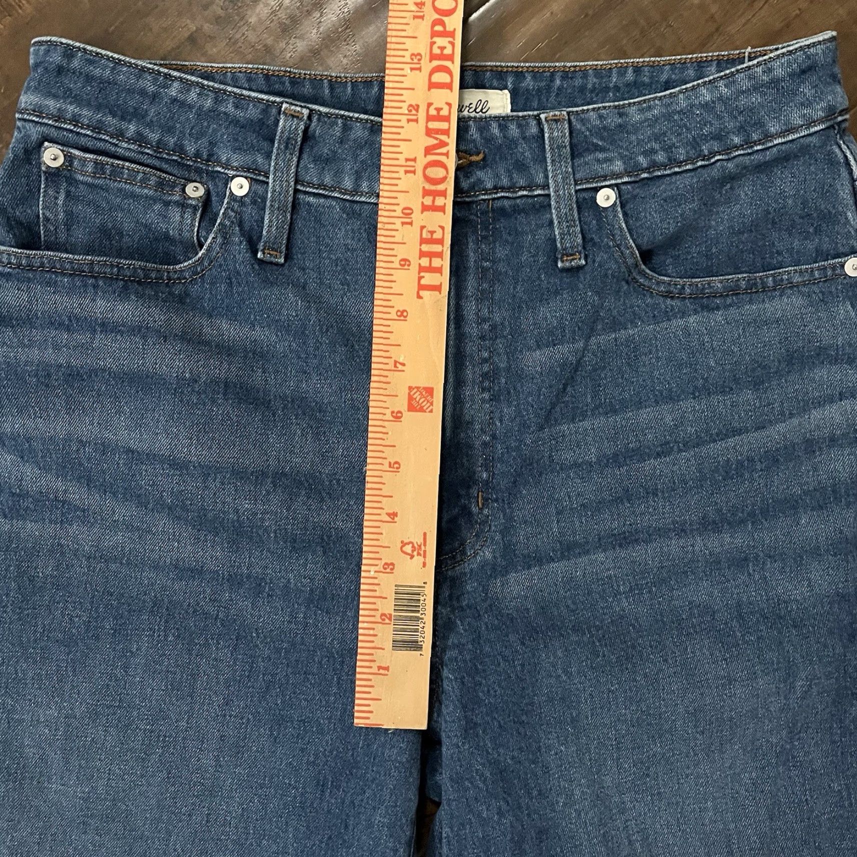 Madewell Madewell Jeans Womens 32x28 High Rise Blue Whiskers Distressed Pockets Stretch Jeans Straight 32 Regular Womens Size 24" / US 00 / IT 34 - 3 Thumbnail