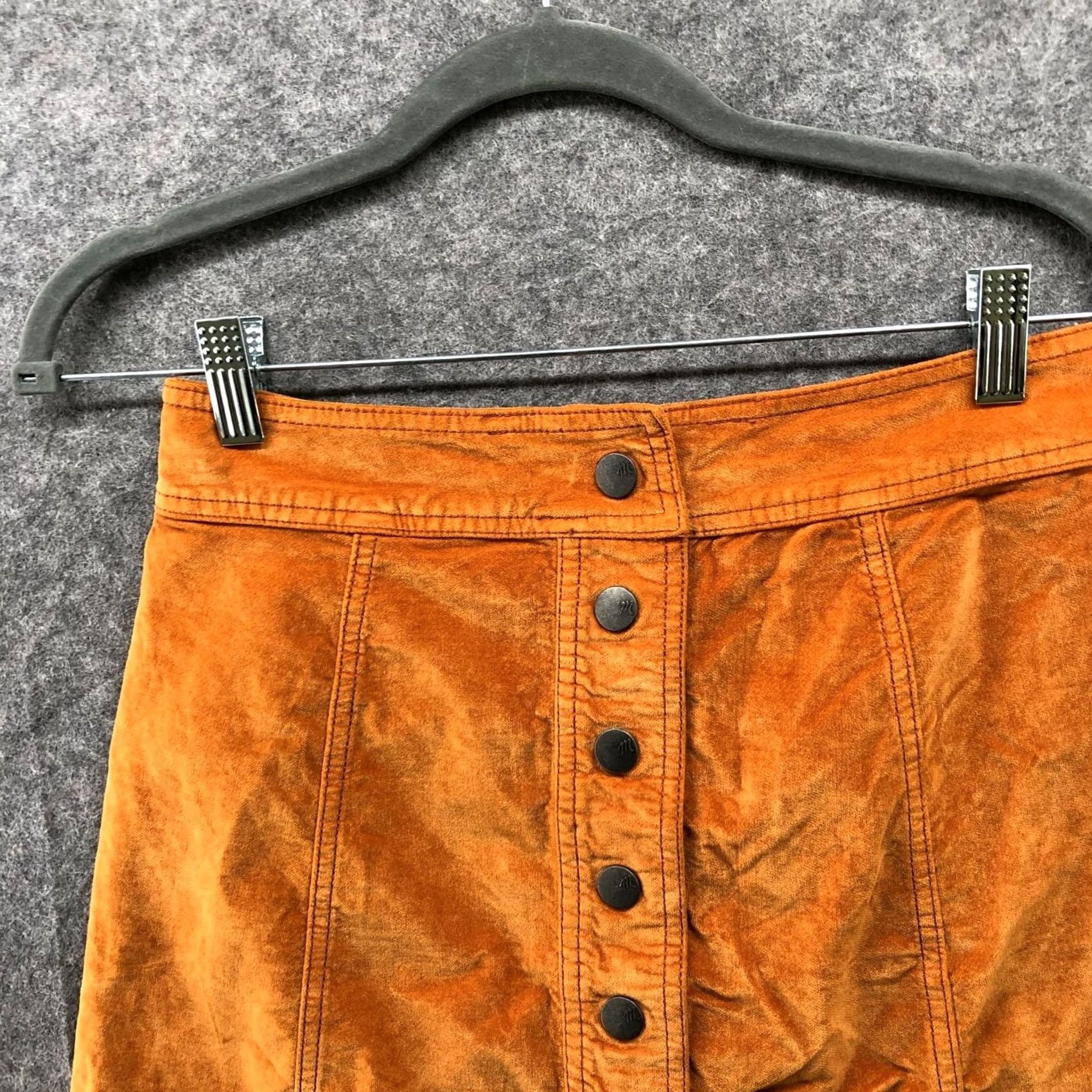Madewell Madewell Velveteen A-Line Mini Skirt Womens 00 Button Front Tan Orange 70s Size 24" / US 00 / IT 34 - 3 Thumbnail