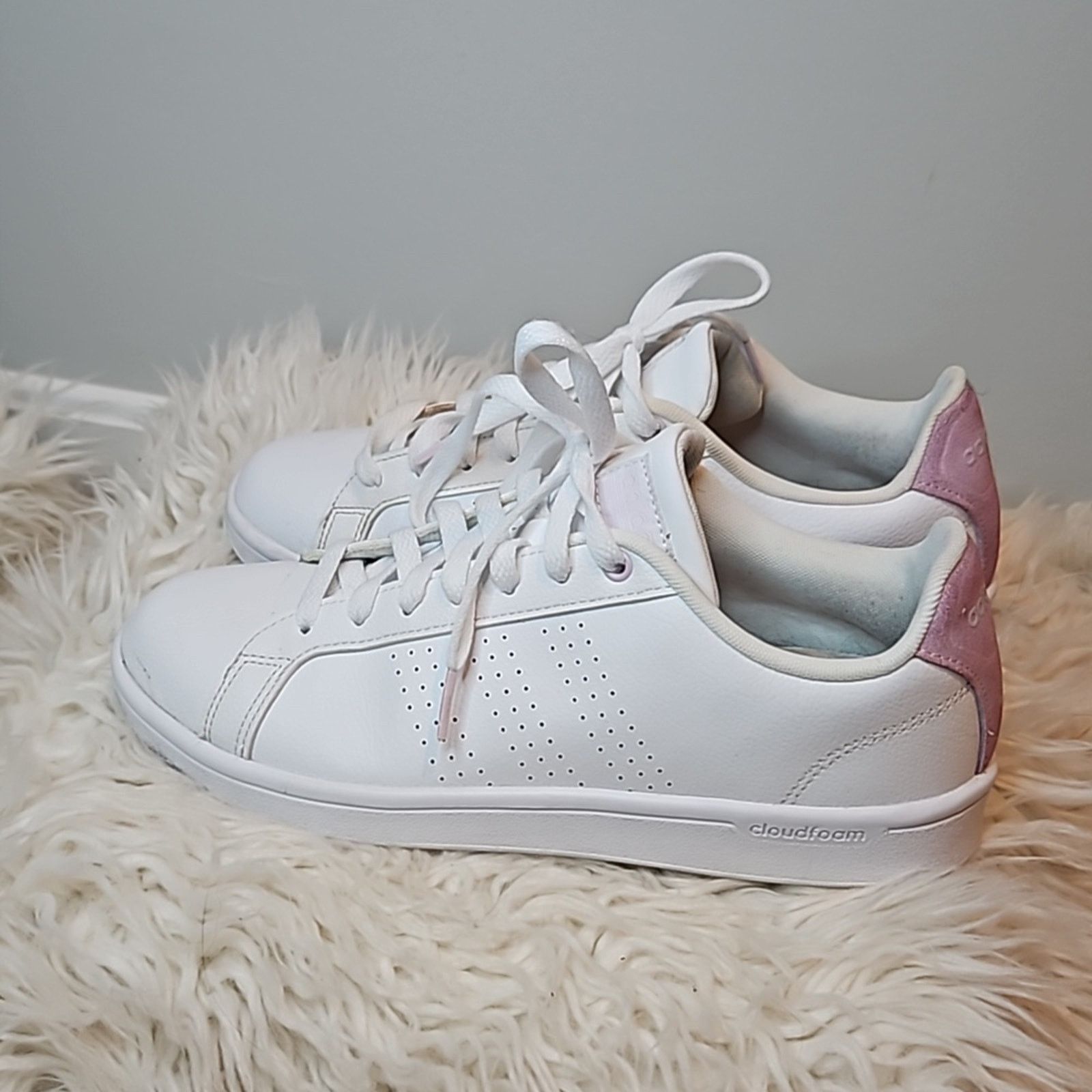 Adidas Adidas Cloudfoam White and Blush Pink Sneakers Size US 9 / IT 39 - 2 Thumbnail