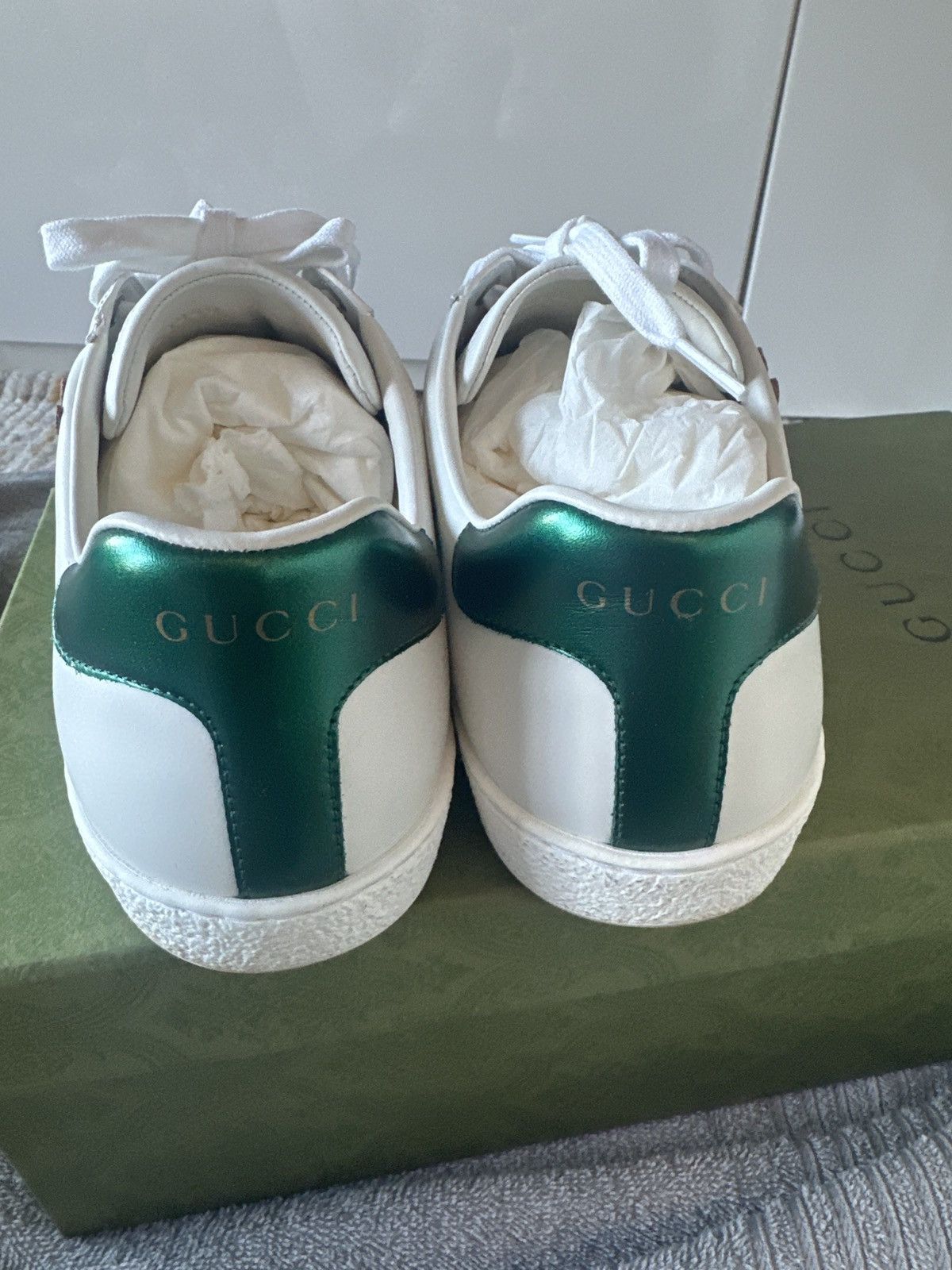 Gucci GUCCI Ace Leather Sneaker • White / Green-Red Web Stripe Size US 8.5 / EU 41-42 - 4 Thumbnail