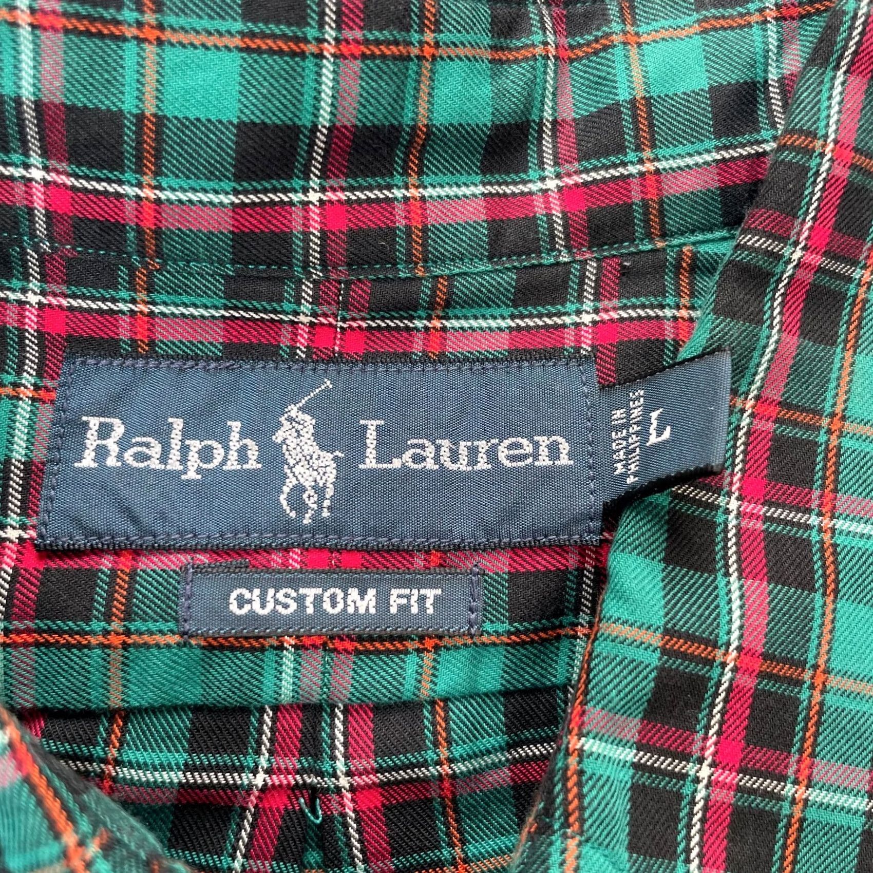 Ralph Lauren VINTAGE Ralph Lauren Shirt Mens Large Green Plaid Cotton Custom Fit Button Down Size US L / EU 52-54 / 3 - 3 Thumbnail