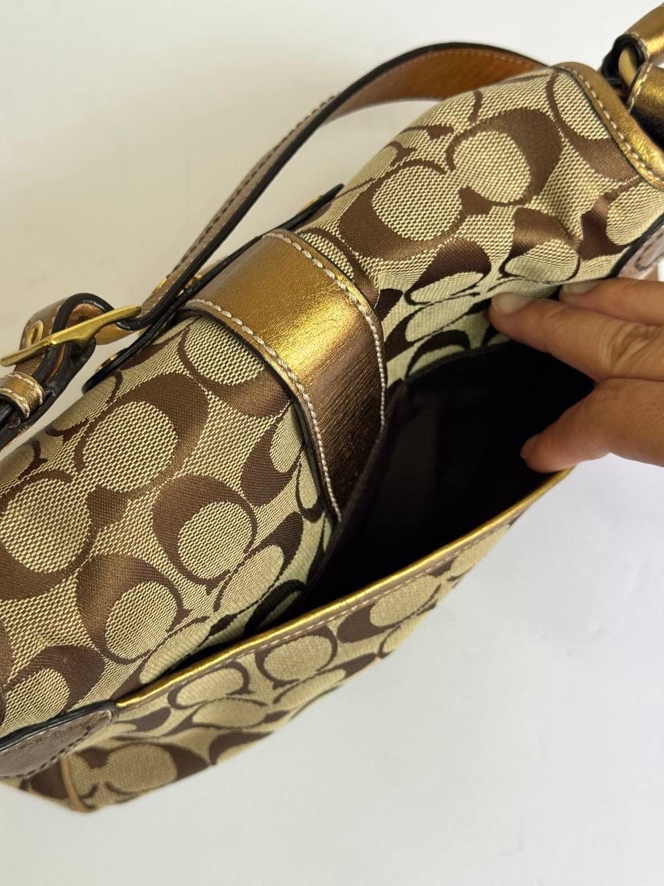 Coach Coach Y2K Signature Monogram Gold Metallic Accents Shoulder Size ONE SIZE - 10 Thumbnail