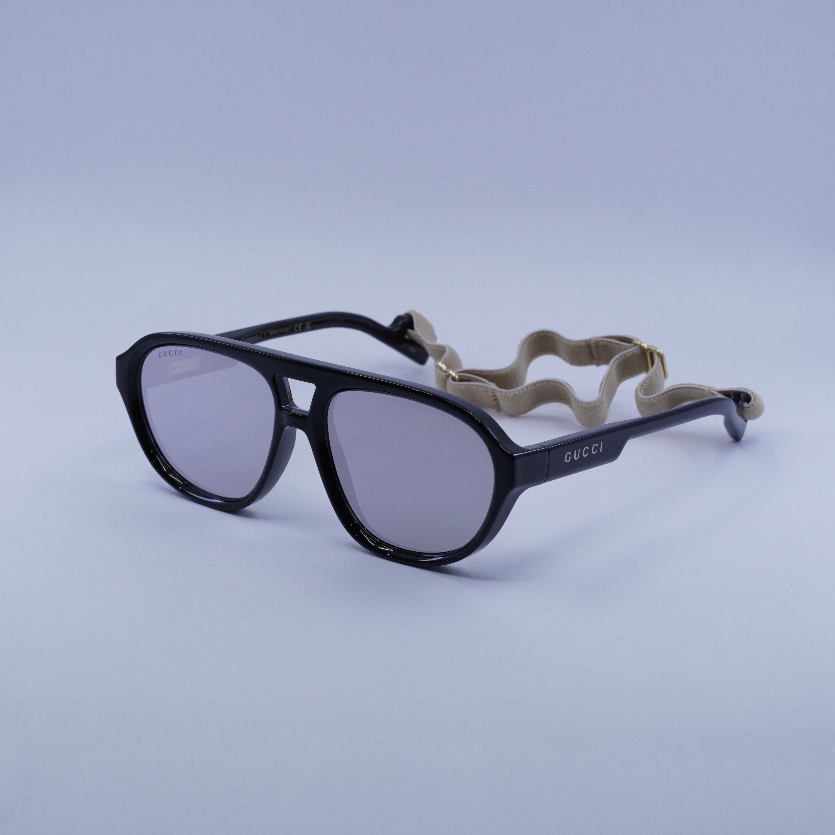 Gucci Gucci GG1239S 002 Sunglasses Black Aviator Frame, Silver Mir Size ONE SIZE - 2 Thumbnail