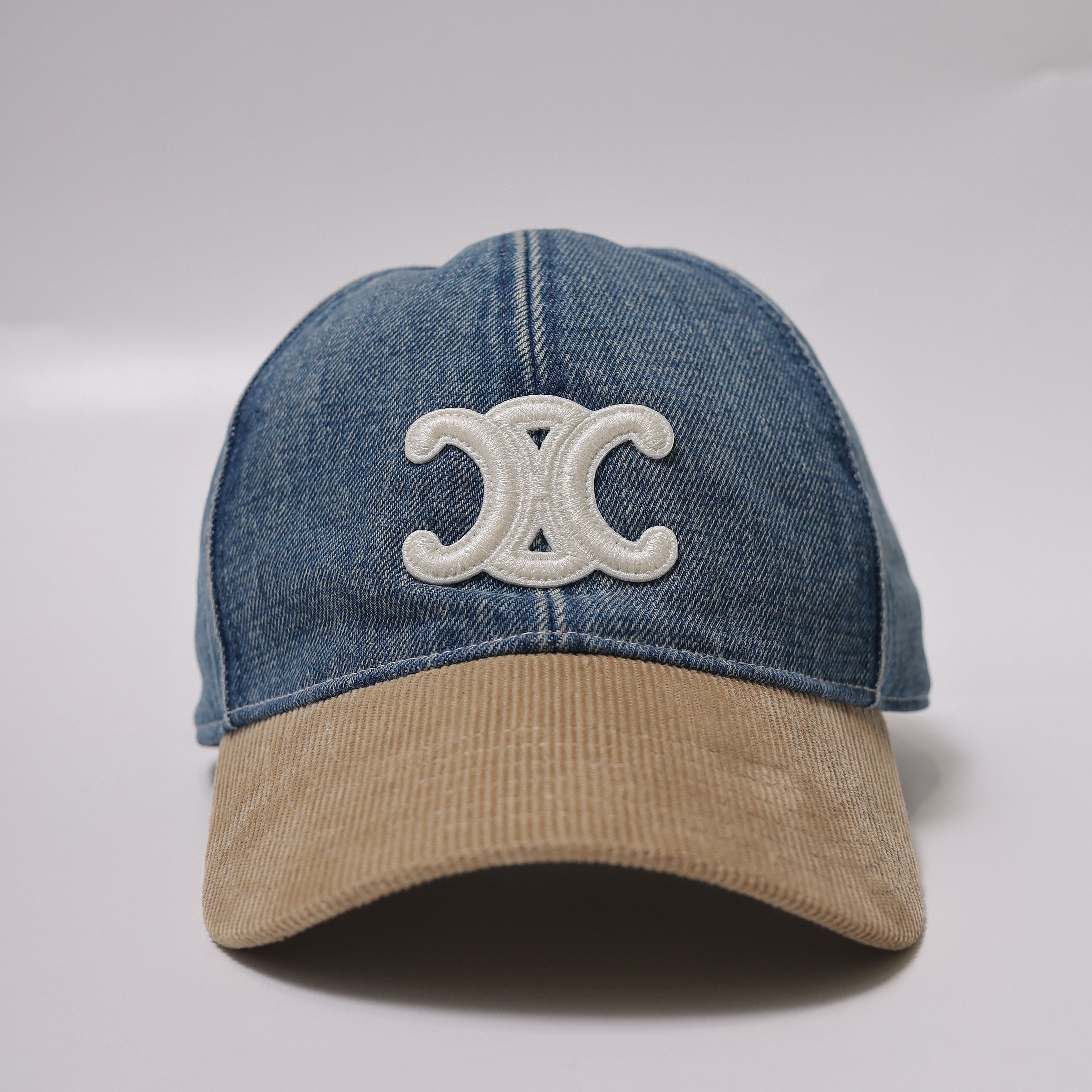 image of Celine Triomphe Baseball Cap In Cotton in Denim, Men's