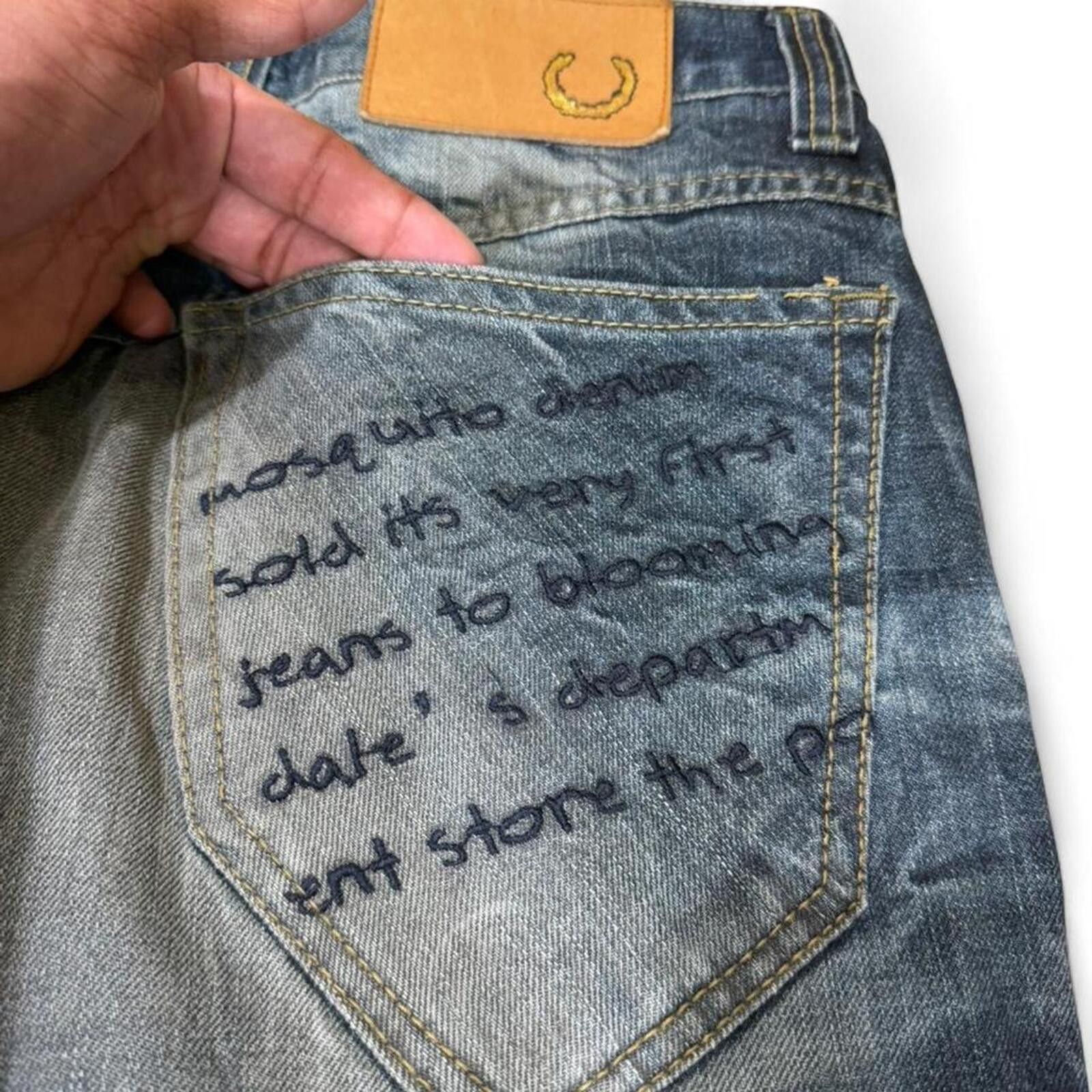 Other Y2K Style MOSQUITO denim jeans with quotes on back pockets Size US 32 / EU 48 - 4 Thumbnail