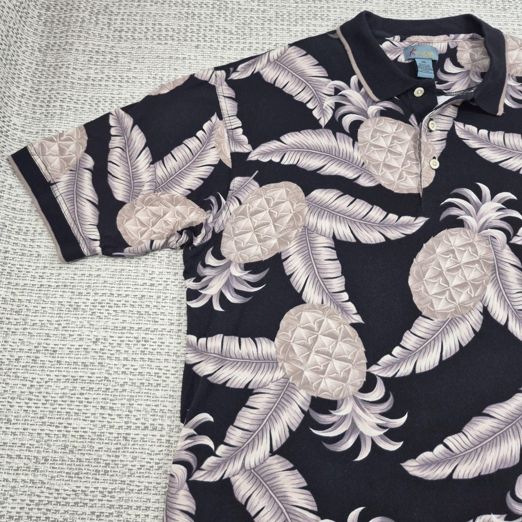 Vintage VINTAGE Kailua Bay Resortwear Polo Shirt Mens 2XL Black Pineapple Hawaiian Aloha Graphic Print Shirt Men 2XL Size US XXL / EU 58 / 5 - 3 Thumbnail