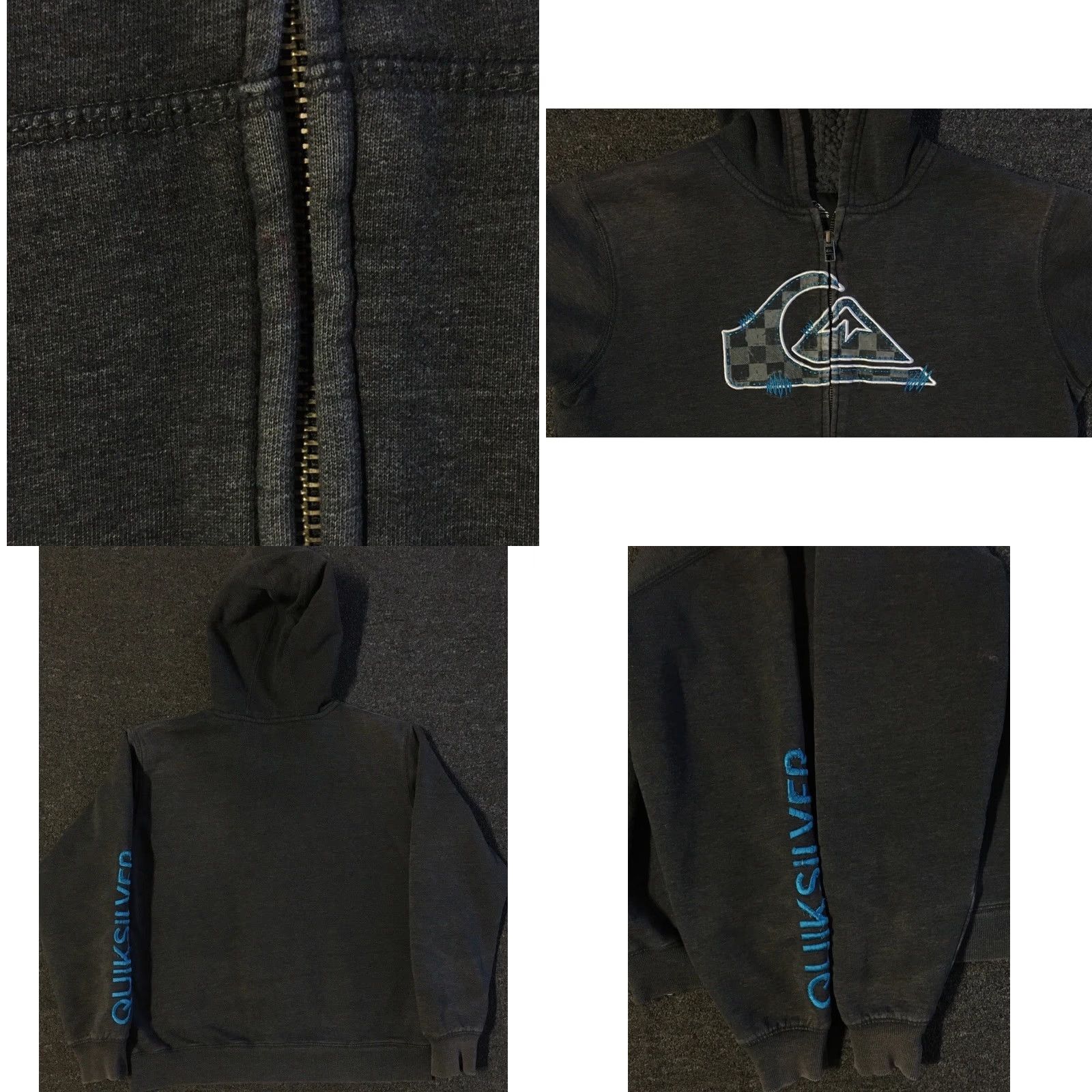 Billabong VINTAGE Quiksilver Faded Zip Hoodie Shirt XS Surf Grunge Emo 90s Y2K Billabong Gray Mens Regular Zip Lined Sherpa Pattern Striped Size US XS / EU 42 / 0 - 8 Thumbnail