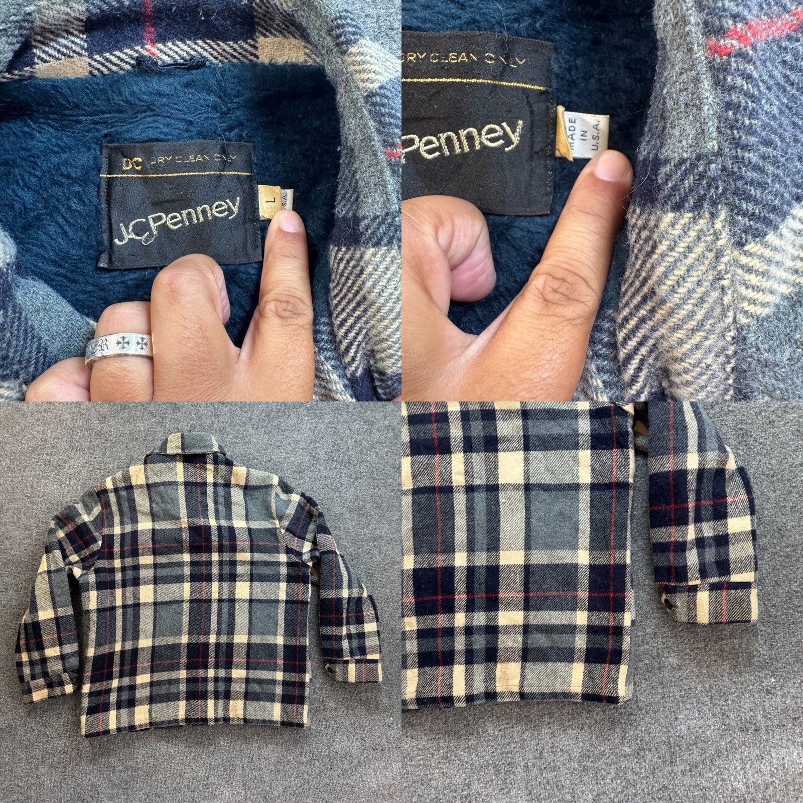 Sears VINTAGE Sears Men's L Reg Wool Coat Jacket Shacket Plaid Button Casual Work Outerwear Size US L / EU 52-54 / 3 - 8 Thumbnail
