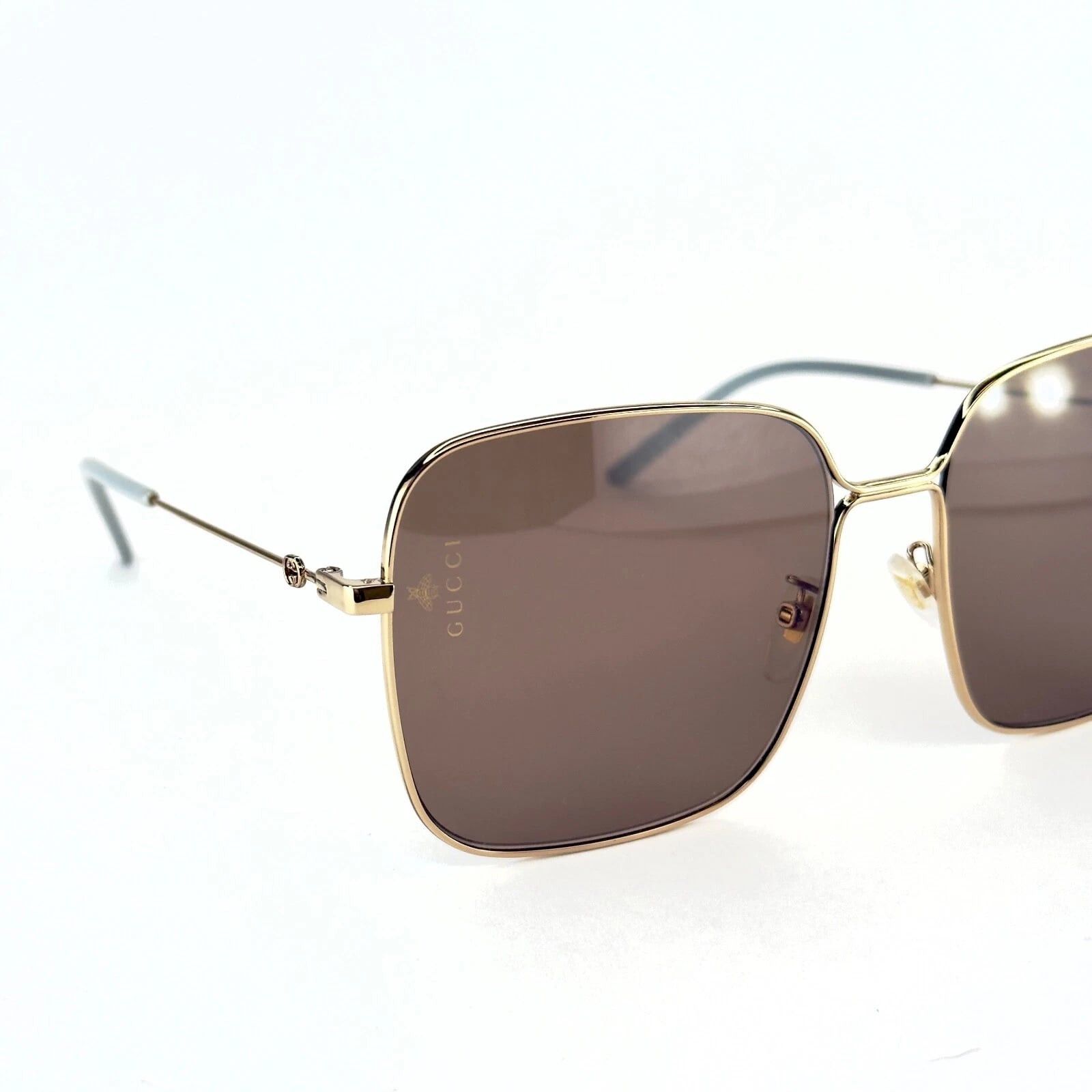 Gucci GUCCI GG0443S 0443 Gold Brown Square Aviator Sunglasses 002 Size ONE SIZE - 5 Thumbnail
