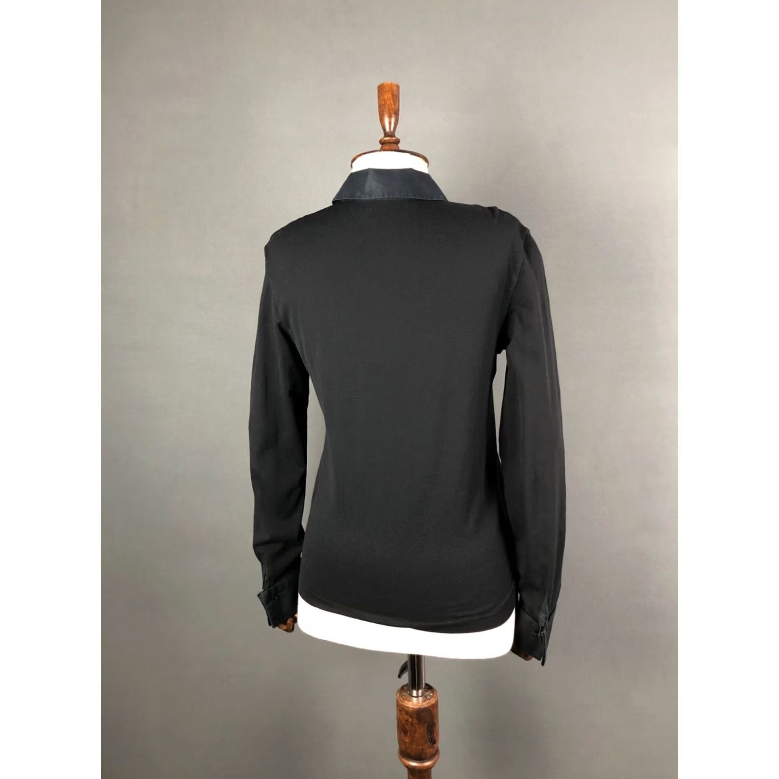 Wolford Wolford Button-Up Shirt Womens L Black Cotton Elastane Pleated Formal Shirt Cap Sleeve? Size L / US 10 / IT 46 - 3 Thumbnail