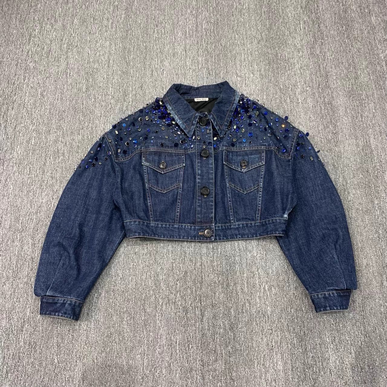Miu Miu Miu Miu blue crystal denim short jacket women's Size M / US 6-8 / IT 42-44 - 1 Thumbnail