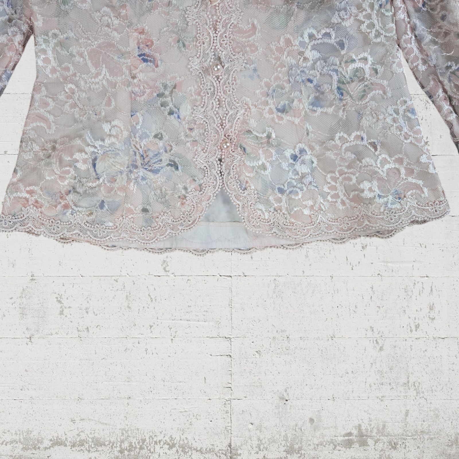 Vintage Vintage Pastel Pink Floral Lace Blazer Size 8 Size M / US 6-8 / IT 42-44 - 4 Thumbnail