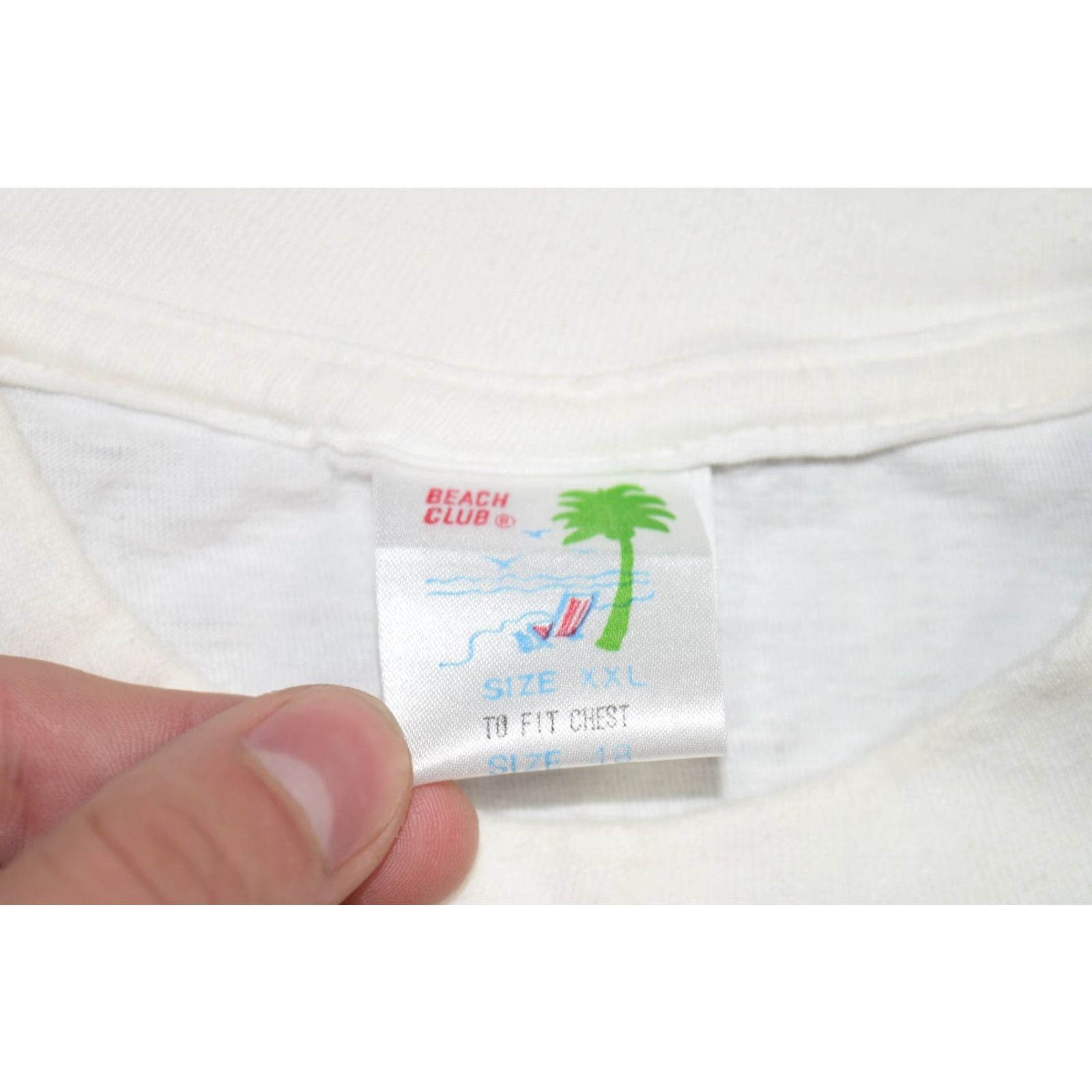 Vintage VINTAGE Beach Club Tropical T-Shirt XL White 70s 80s Aloha Mens Size US XL / EU 56 / 4 - 4 Thumbnail