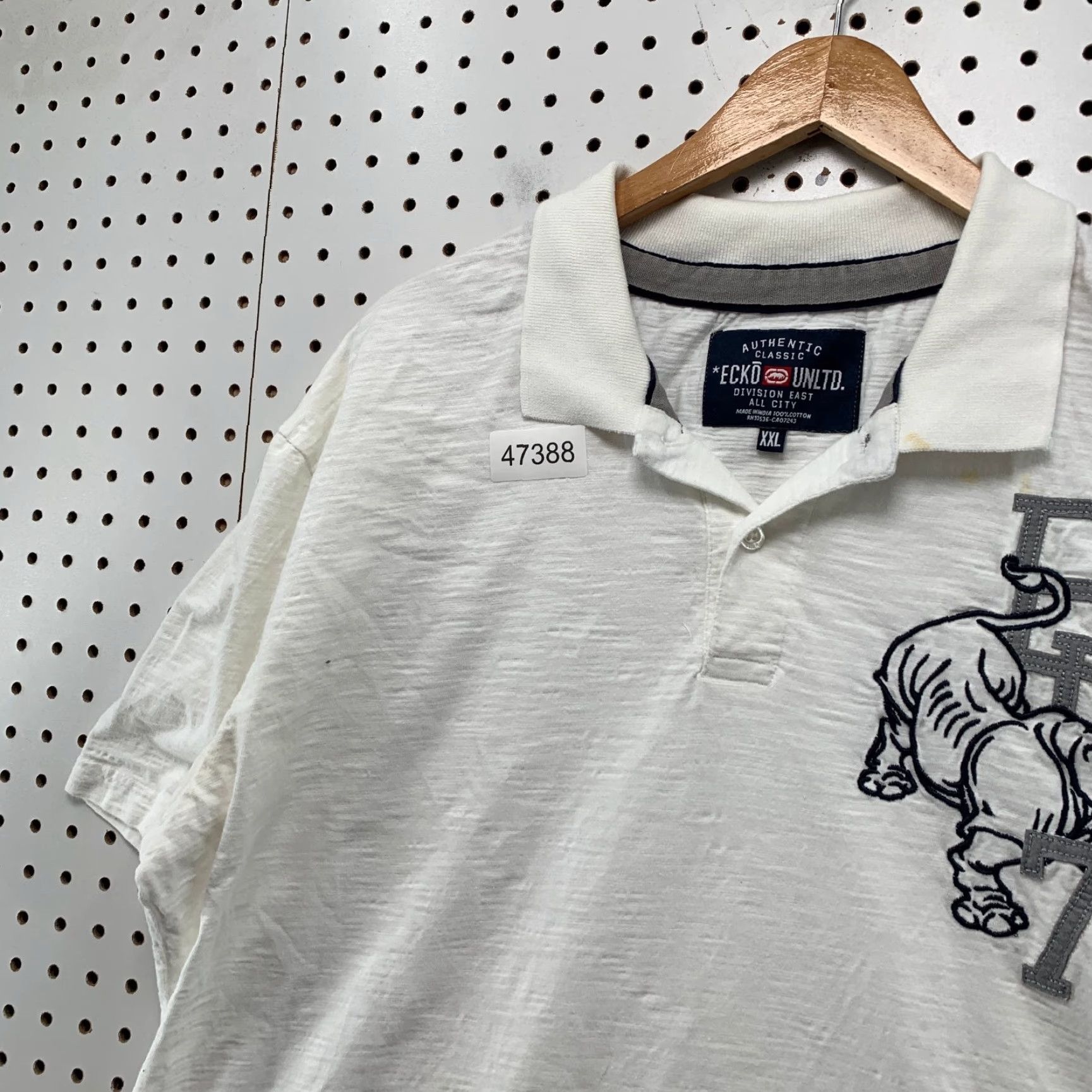 Ecko Unltd. VINTAGE Ecko Unltd Polo Shirt Mens 2XL White Hip Hop Embroidered Rhino Shirt Adult 2XL White Embroidered Rhino Size US XXL / EU 58 / 5 - 6 Thumbnail