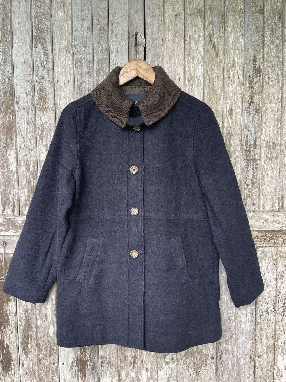 Designer Eastboy Wool Blend Coat with Ribbed Collar Japanese Vintage Size US M / EU 48-50 / 2 - 1 Thumbnail
